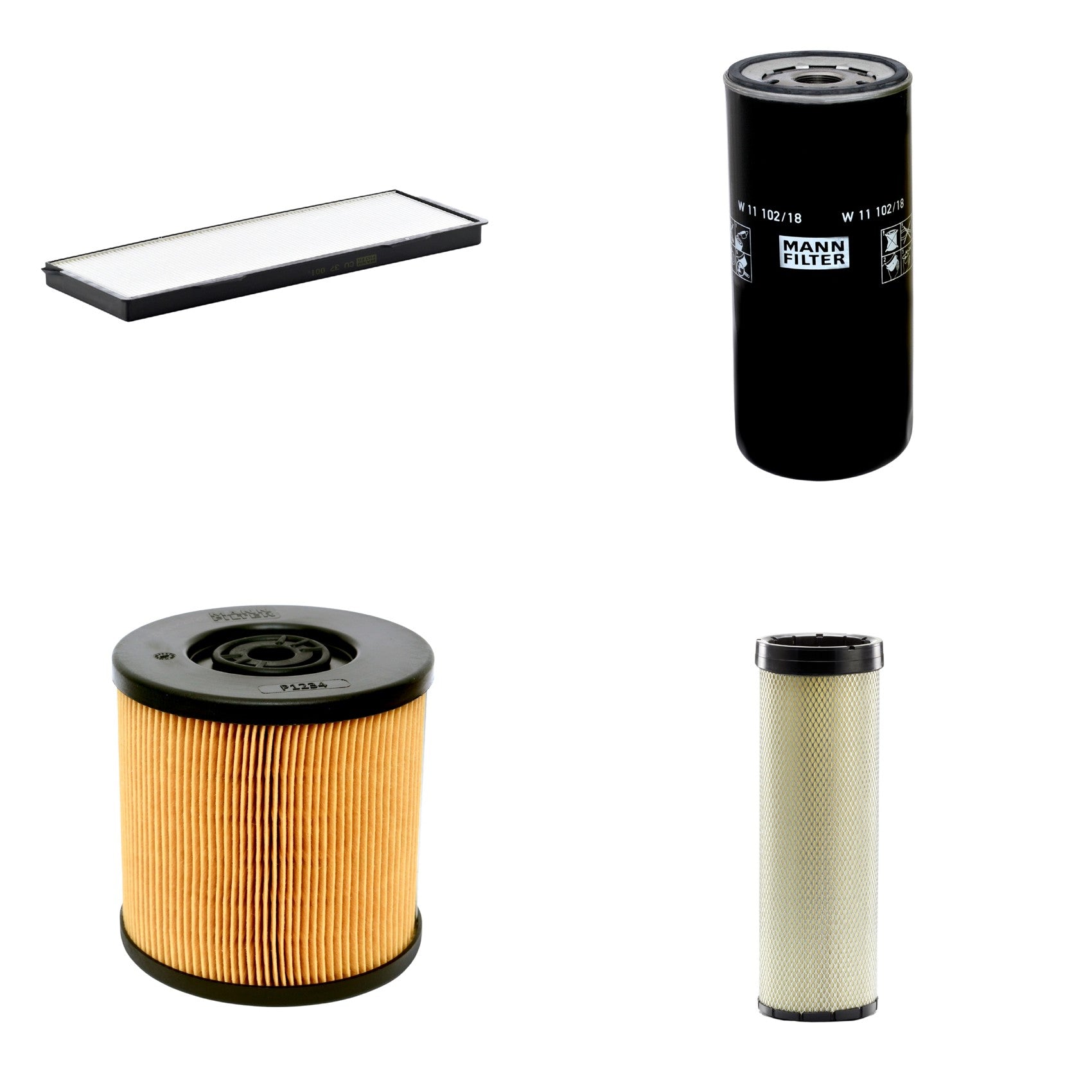 Kit Filtros de Ar Combustível Cabine Ar Condicionado Óleo - Mann-Filter - CF1720 - CU37001 - P1234 - W11102/18 - (1)