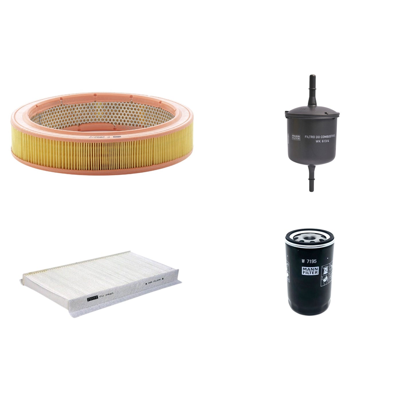 Kit Filtros de Ar Combustível Cabine Ar Condicionado Óleo - Mann-Filter - C2852/2 - CU3162/1 - W7195 - WK613/4 - (1)