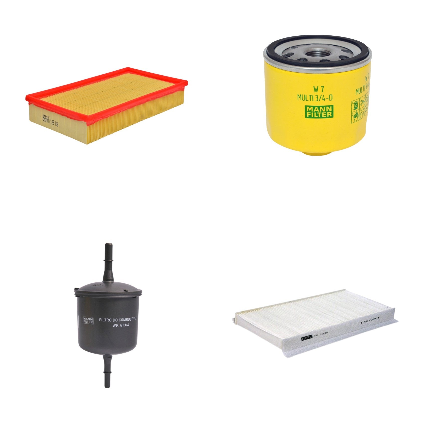 Kit Filtros de Ar Combustível Cabine Ar Condicionado Óleo - Mann-Filter - C29108 - CU3162/1 - W7MULTI3/4-D - WK613/4 - (1)