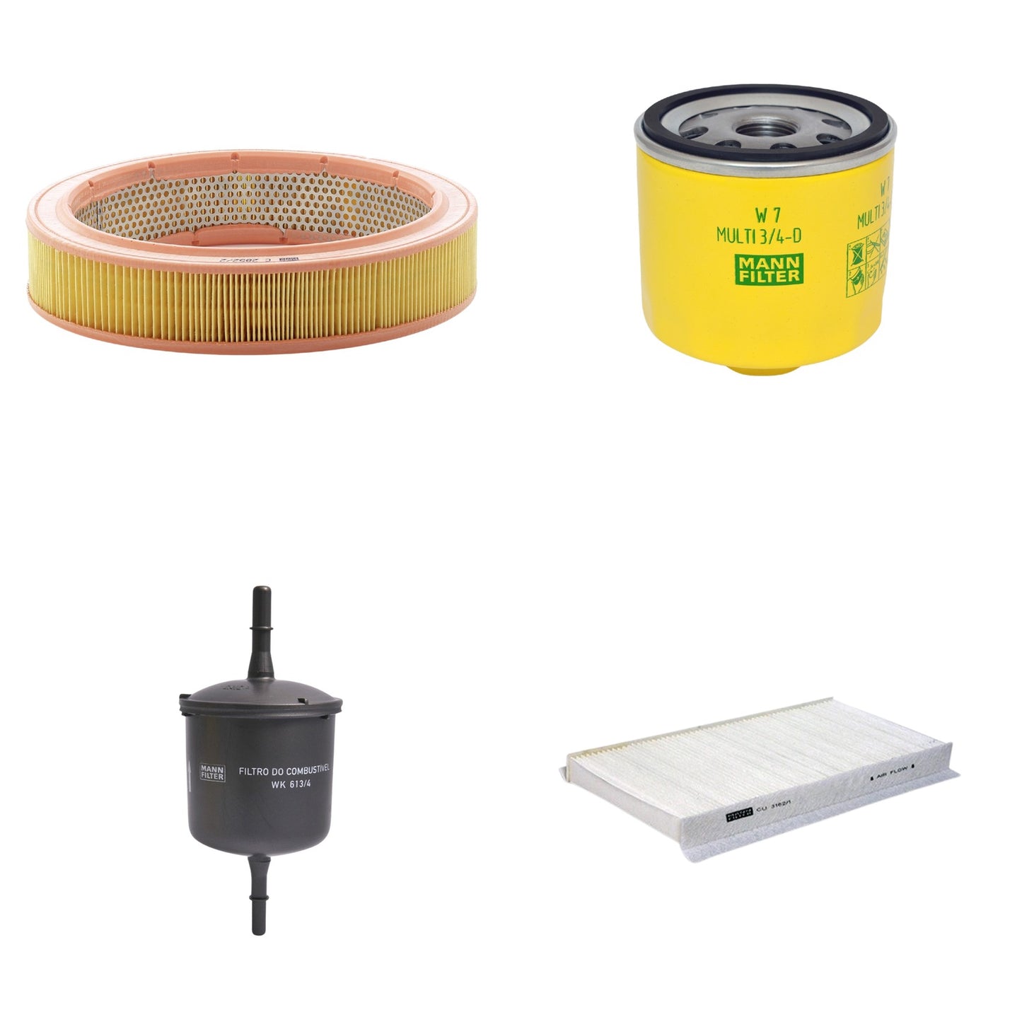 Kit Filtros de Ar Combustível Cabine Ar Condicionado Óleo - Mann-Filter - C2852/2 - CU3162/1 - W7MULTI3/4-D - WK613/4 - (1)