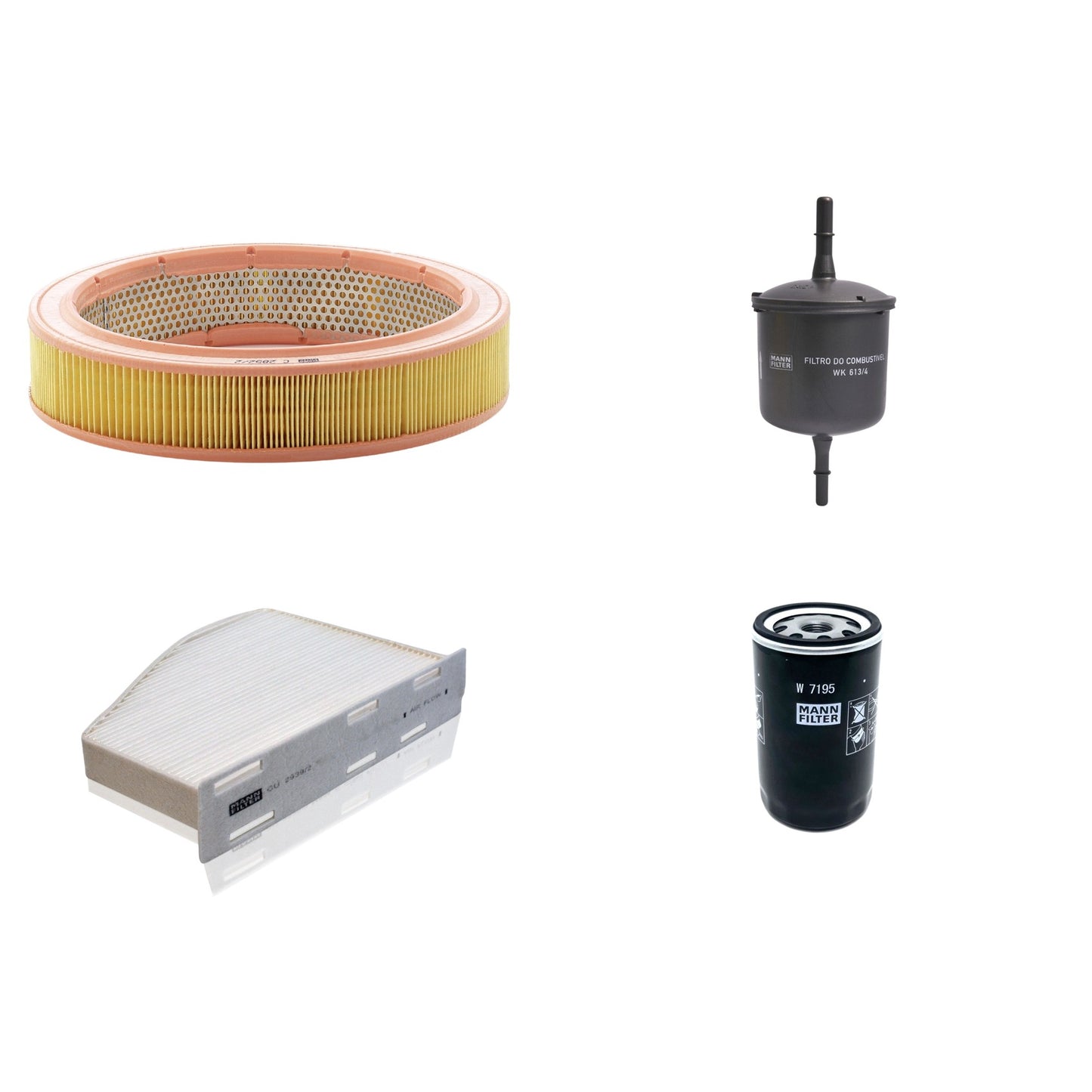 Kit Filtros de Ar Combustível Cabine Ar Condicionado Óleo - Mann-Filter - C2852/2 - CU2939/2 - W7195 - WK613/4 - (1)