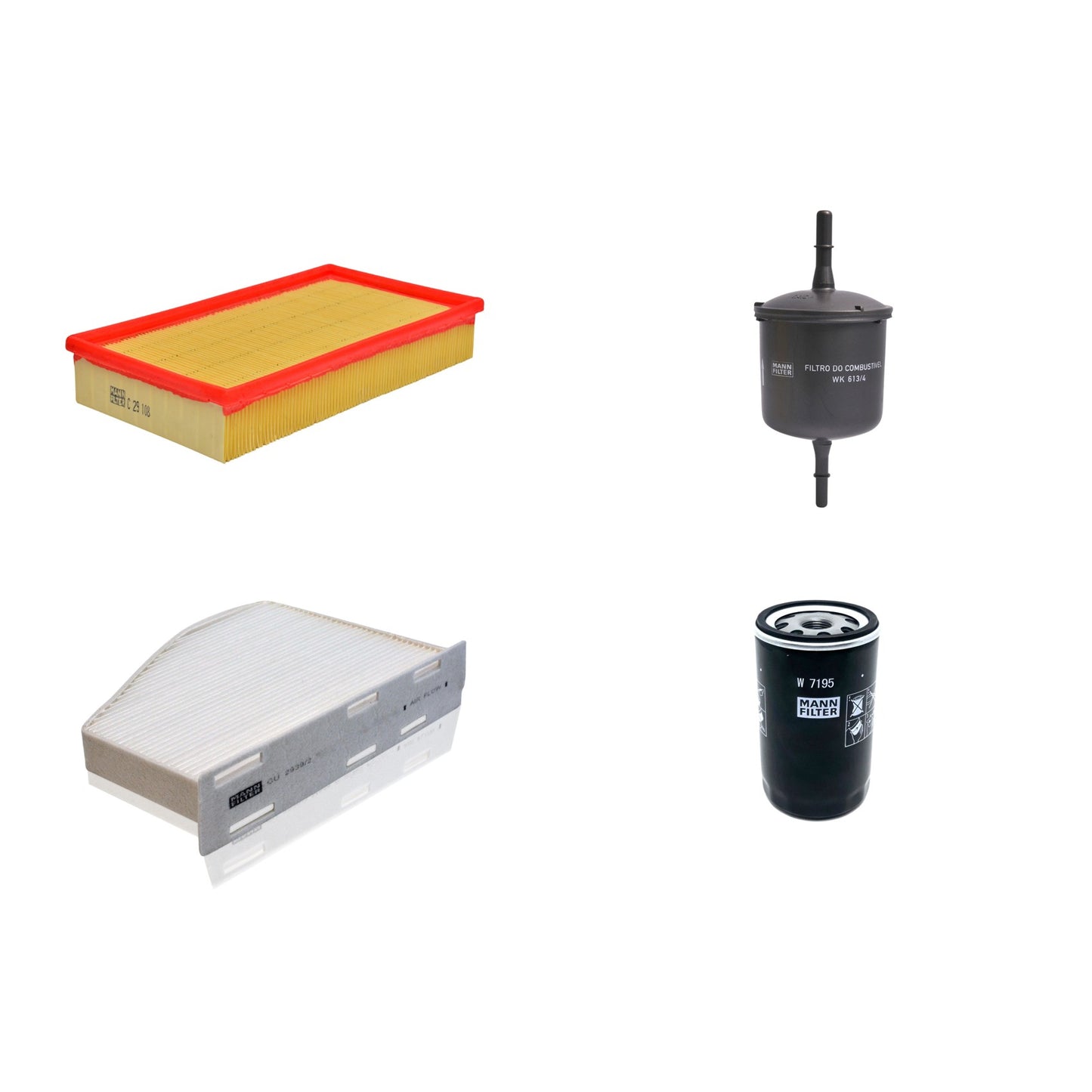 Kit Filtros de Ar Combustível Cabine Ar Condicionado Óleo - Mann-Filter - C29108 - CU2939/2 - W7195 - WK613/4 - (1)