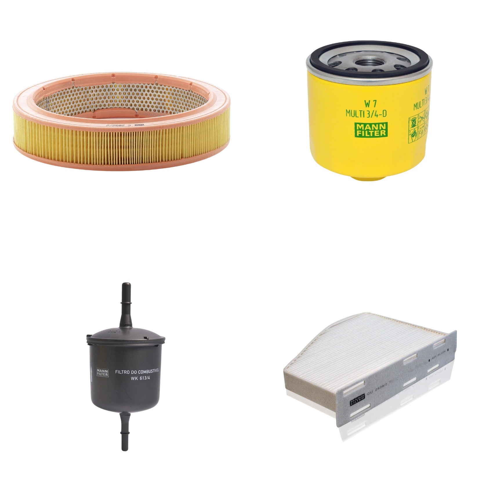 Kit Filtros de Ar Combustível Cabine Ar Condicionado Óleo - Mann-Filter - C2852/2 - CU2939/2 - W7MULTI3/4-D - WK613/4 - (1)