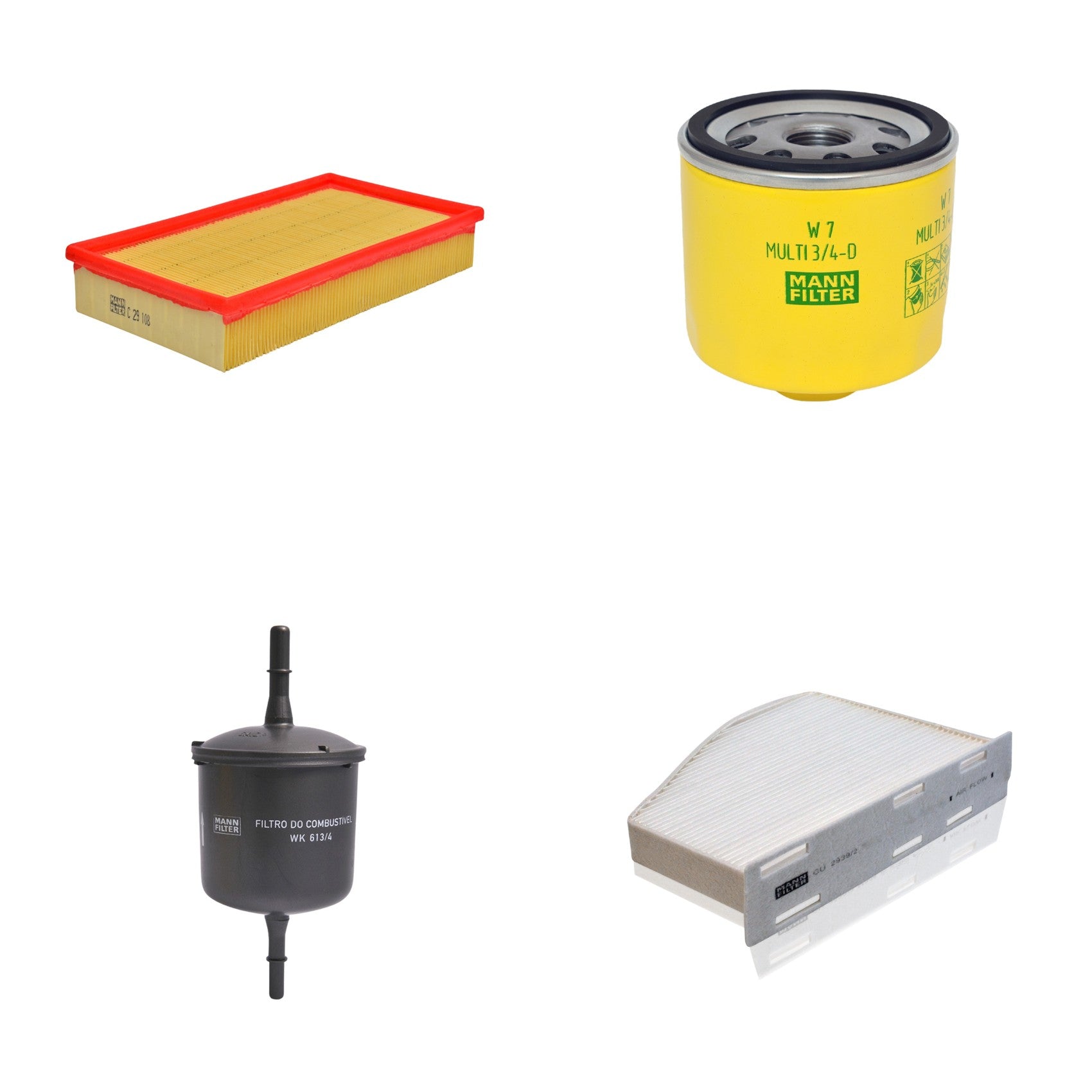 Kit Filtros de Ar Combustível Cabine Ar Condicionado Óleo - Mann-Filter - C29108 - CU2939/2 - W7MULTI3/4-D - WK613/4 - (1)