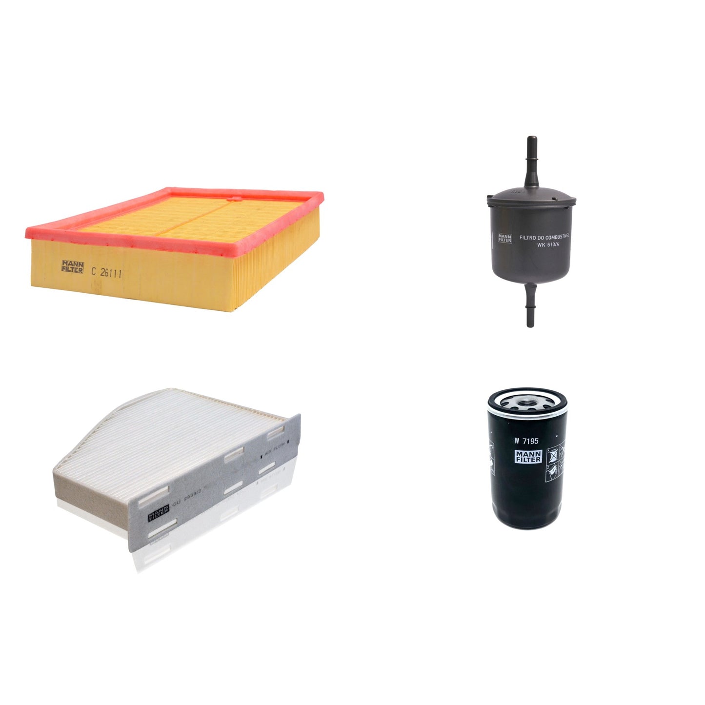Kit Filtros de Ar Combustível Cabine Ar Condicionado Óleo - Mann-Filter - C26111 - CU2939/2 - W7195 - WK613/4 - (1)