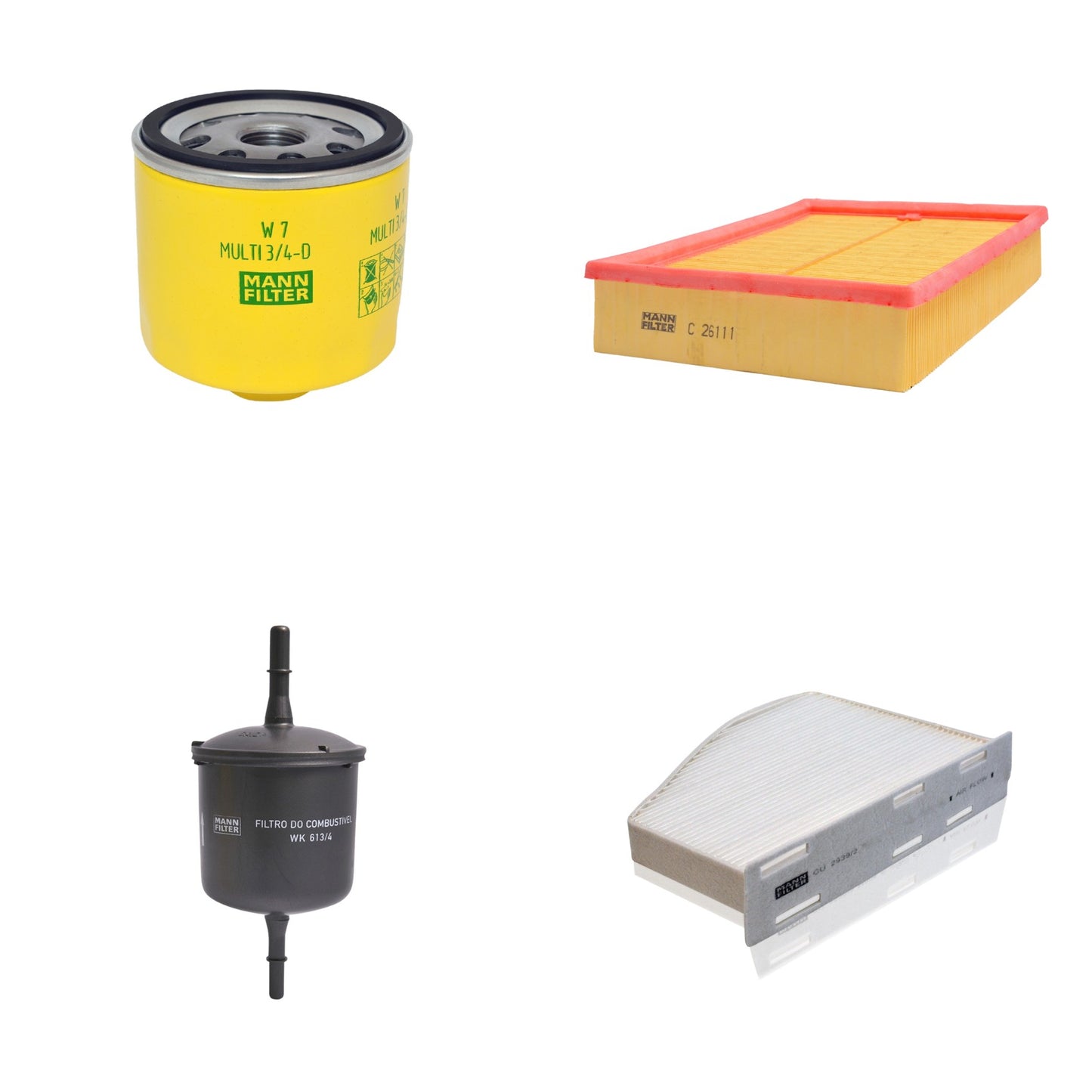 Kit Filtros de Ar Combustível Cabine Ar Condicionado Óleo - Mann-Filter - C26111 - CU2939/2 - W7MULTI3/4-D - WK613/4 - (1)