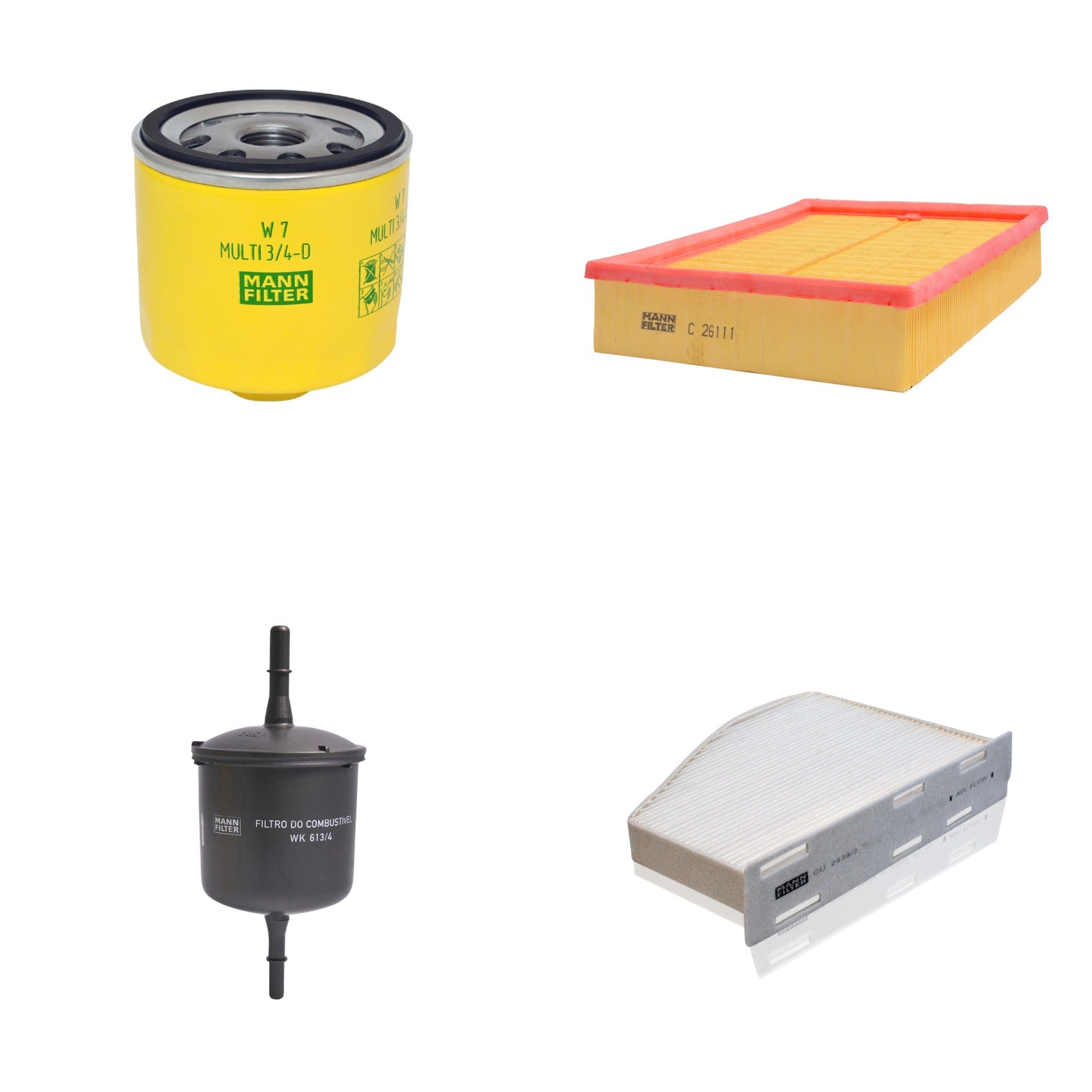 Kit Filtros de Ar Combustível Cabine Ar Condicionado Óleo - Mann-Filter - C26111 - CU2939/2 - W7MULTI3/4-D - WK613/4 - (1)