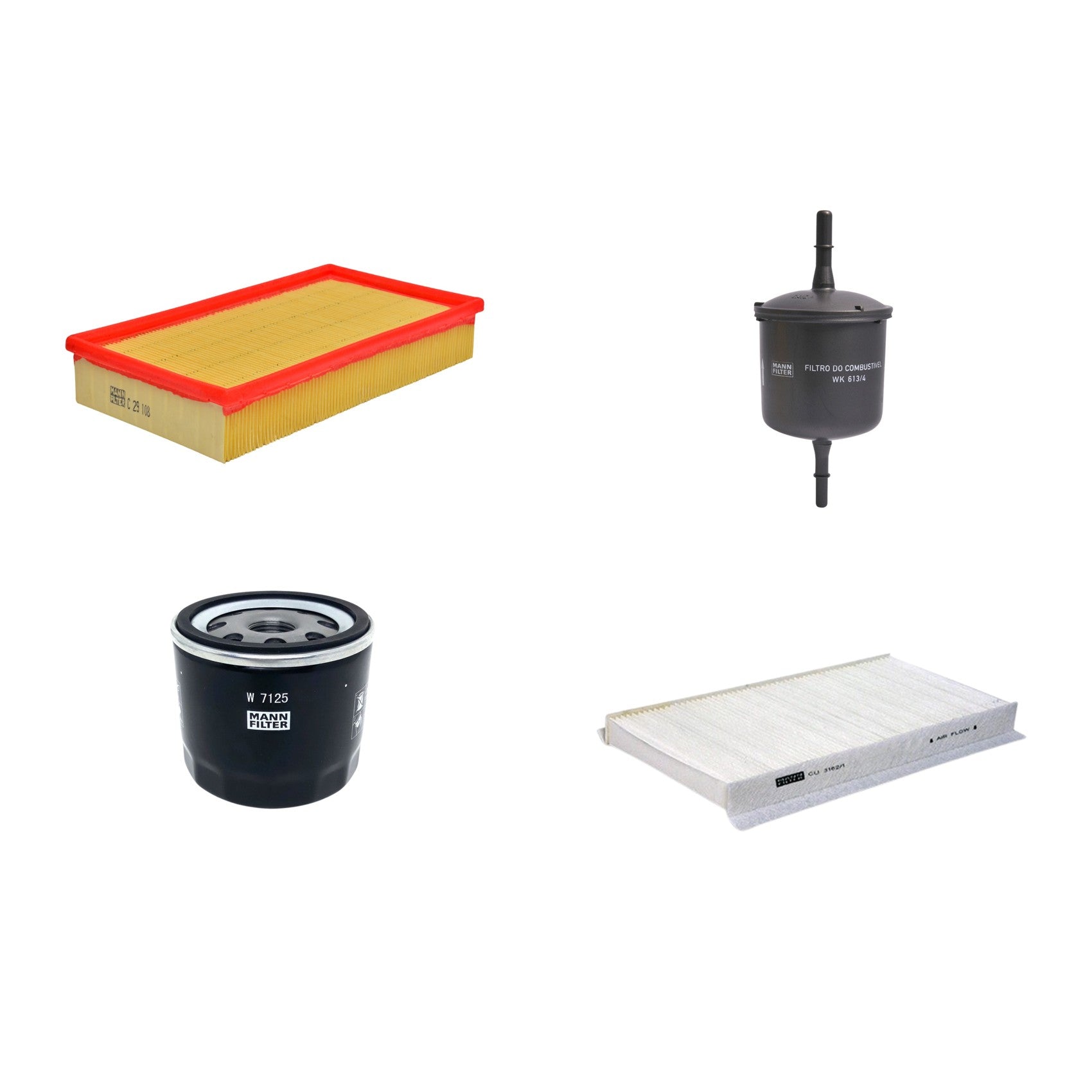 Kit Filtros de Ar Combustível Cabine Ar Condicionado Óleo - Mann-Filter - C29108 - CU3162/1 - W7125 - WK613/4 - (1)