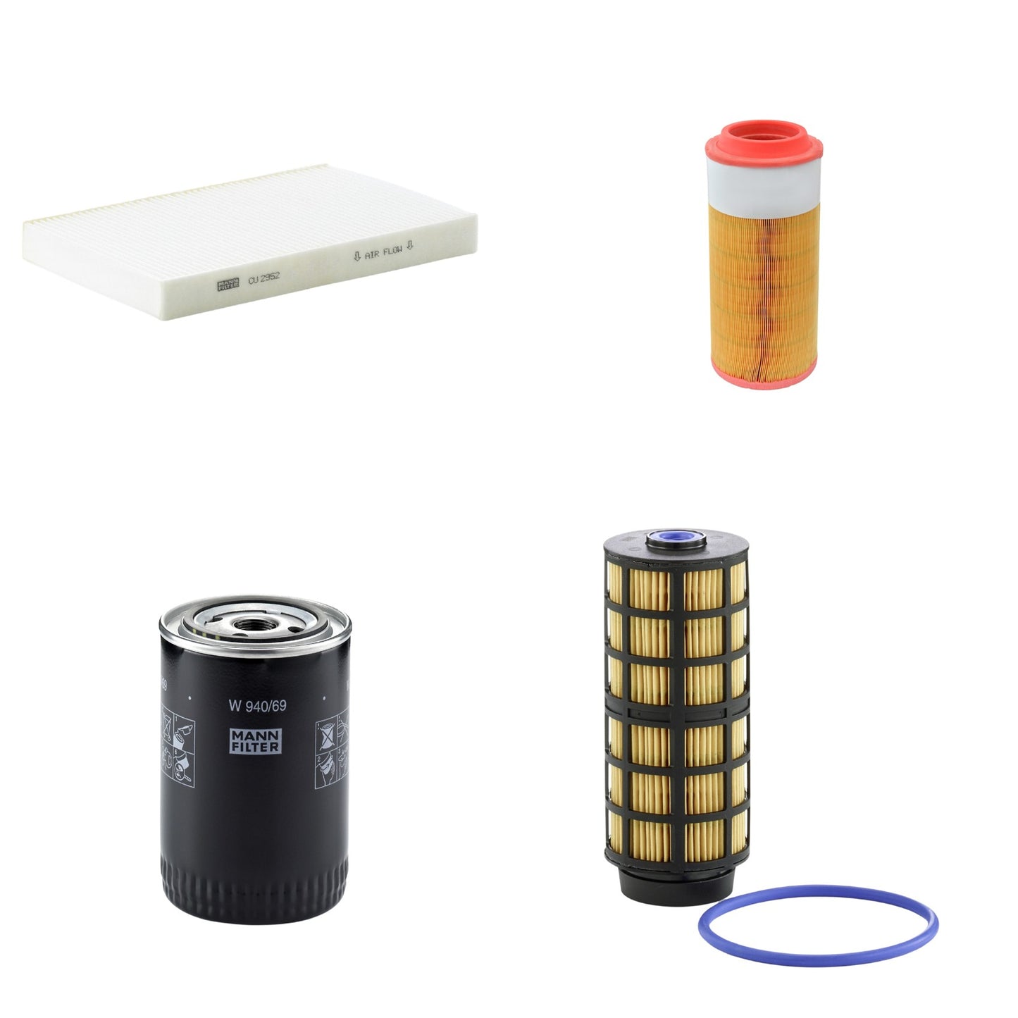 Kit Filtros de Ar Combustível Cabine Ar Condicionado Óleo - Mann-Filter - C18450/2 - CU2952 - PU7004Z - W940/69 - (1)
