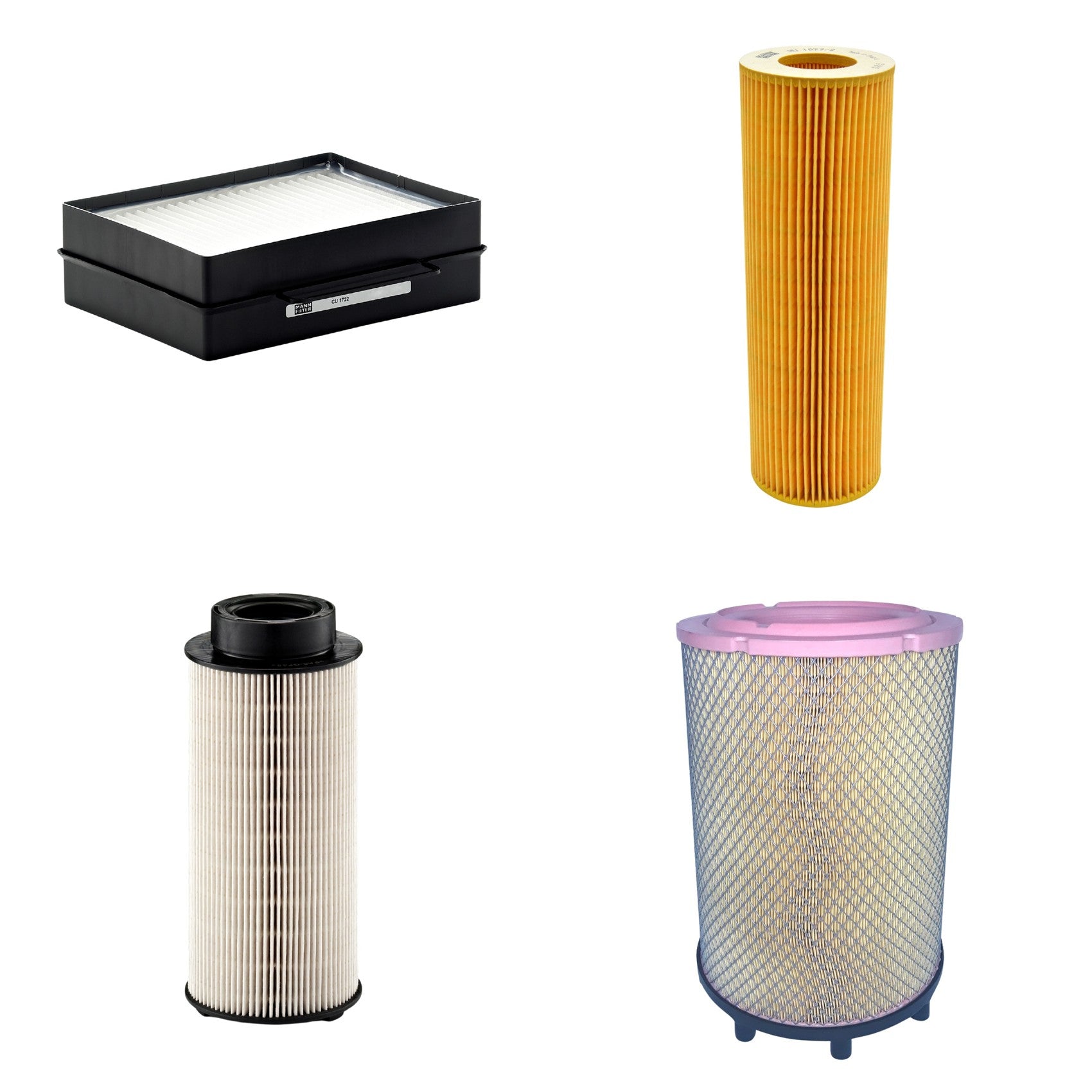 Kit Filtros de Ar Combustível Cabine Ar Condicionado Óleo - Mann-Filter - C31014/2 - CU1722 - HU1077/2z - PU941x - (1)