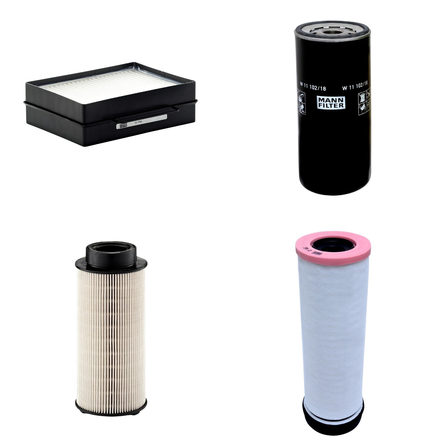 Kit Filtros de Ar Combustível Cabine Ar Condicionado Óleo - Mann-Filter - CF1652 - CU1722 - PU941x - W11102/18 - (1)
