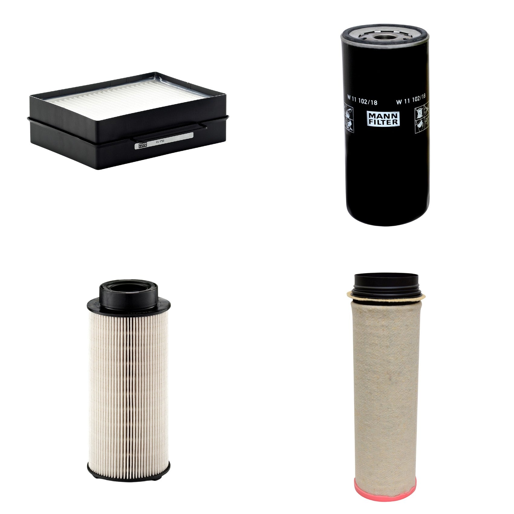 Kit Filtros de Ar Combustível Cabine Ar Condicionado Óleo - Mann-Filter - CF1651 - CU1722 - PU941x - W11102/18 - (1)