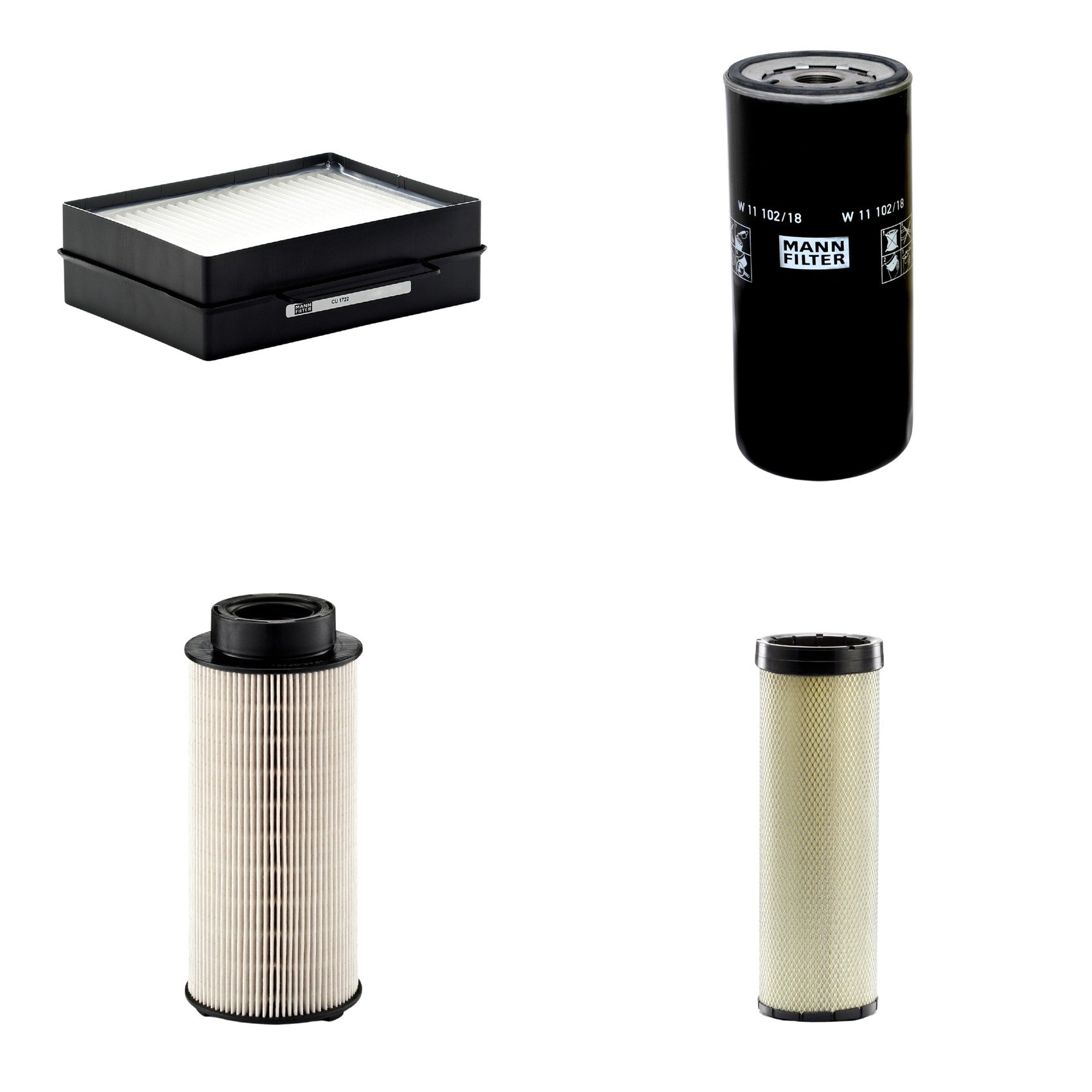 Kit Filtros de Ar Combustível Cabine Ar Condicionado Óleo - Mann-Filter - CF1720 - CU1722 - PU941x - W11102/18 - (1)