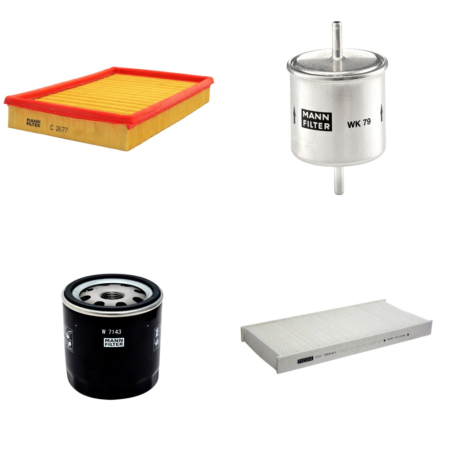 Kit Filtros de Ar Combustível Cabine Ar Condicionado Óleo - Mann-Filter - C2677 - CU3554/1 - W7143 - WK79 - (1)