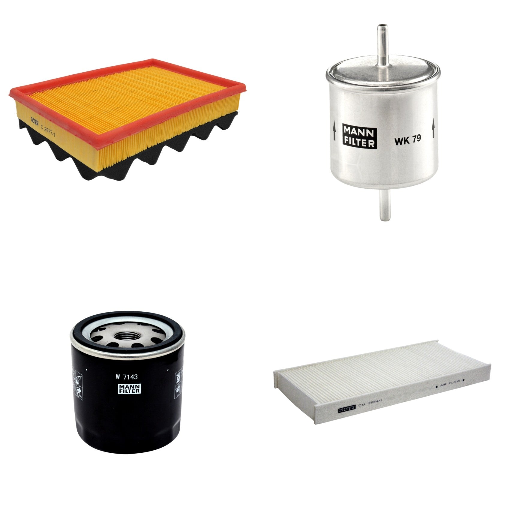 Kit Filtros de Ar Combustível Cabine Ar Condicionado Óleo - Mann-Filter - C2677/1 - CU3554/1 - W7143 - WK79 - (1)