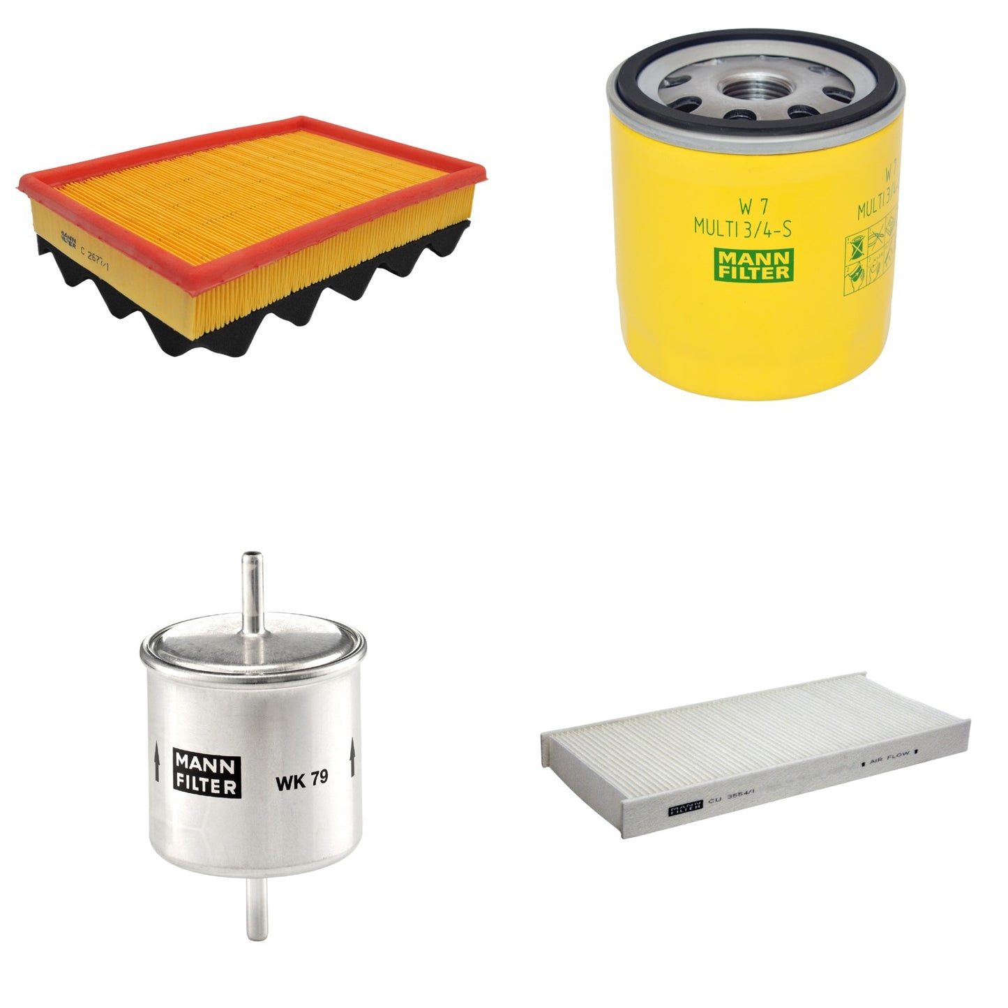 Kit Filtros de Ar Combustível Cabine Ar Condicionado Óleo - Mann-Filter - C2677/1 - CU3554/1 - W7MULTI3/4-S - WK79 - (1)