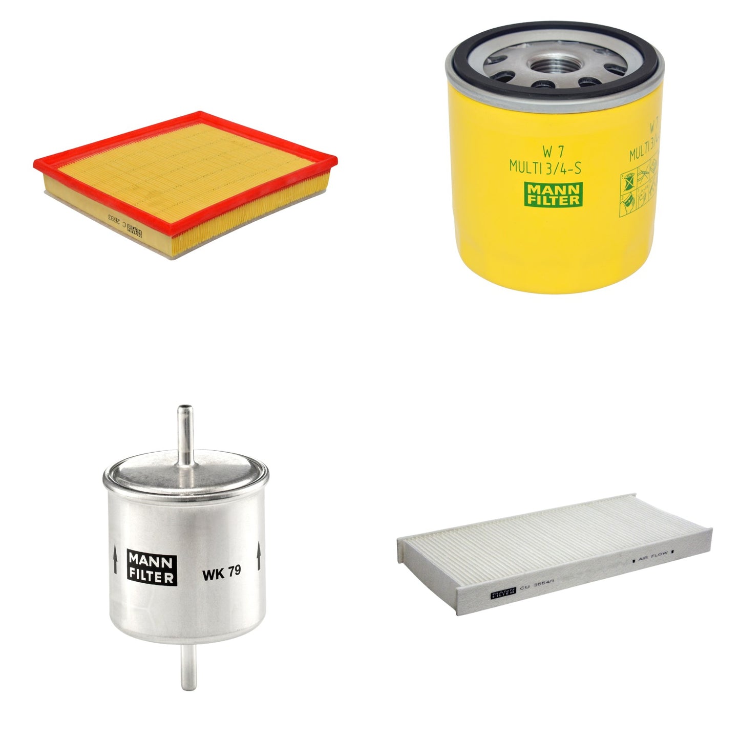 Kit Filtros de Ar Combustível Cabine Ar Condicionado Óleo - Mann-Filter - C2693 - CU3554/1 - W7MULTI3/4-S - WK79 - (1)