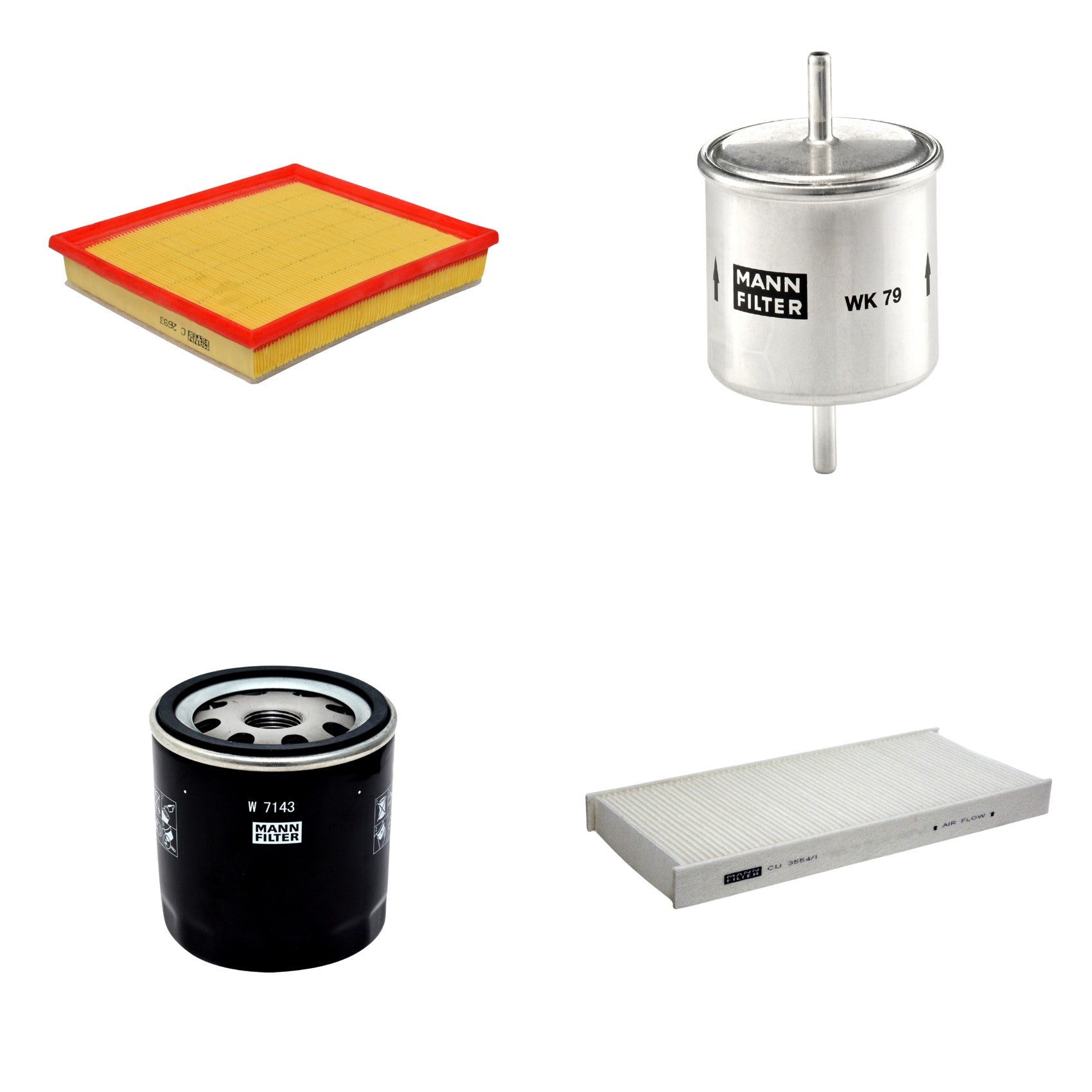 Kit Filtros de Ar Combustível Cabine Ar Condicionado Óleo - Mann-Filter - C2693 - CU3554/1 - W7143 - WK79 - (1)