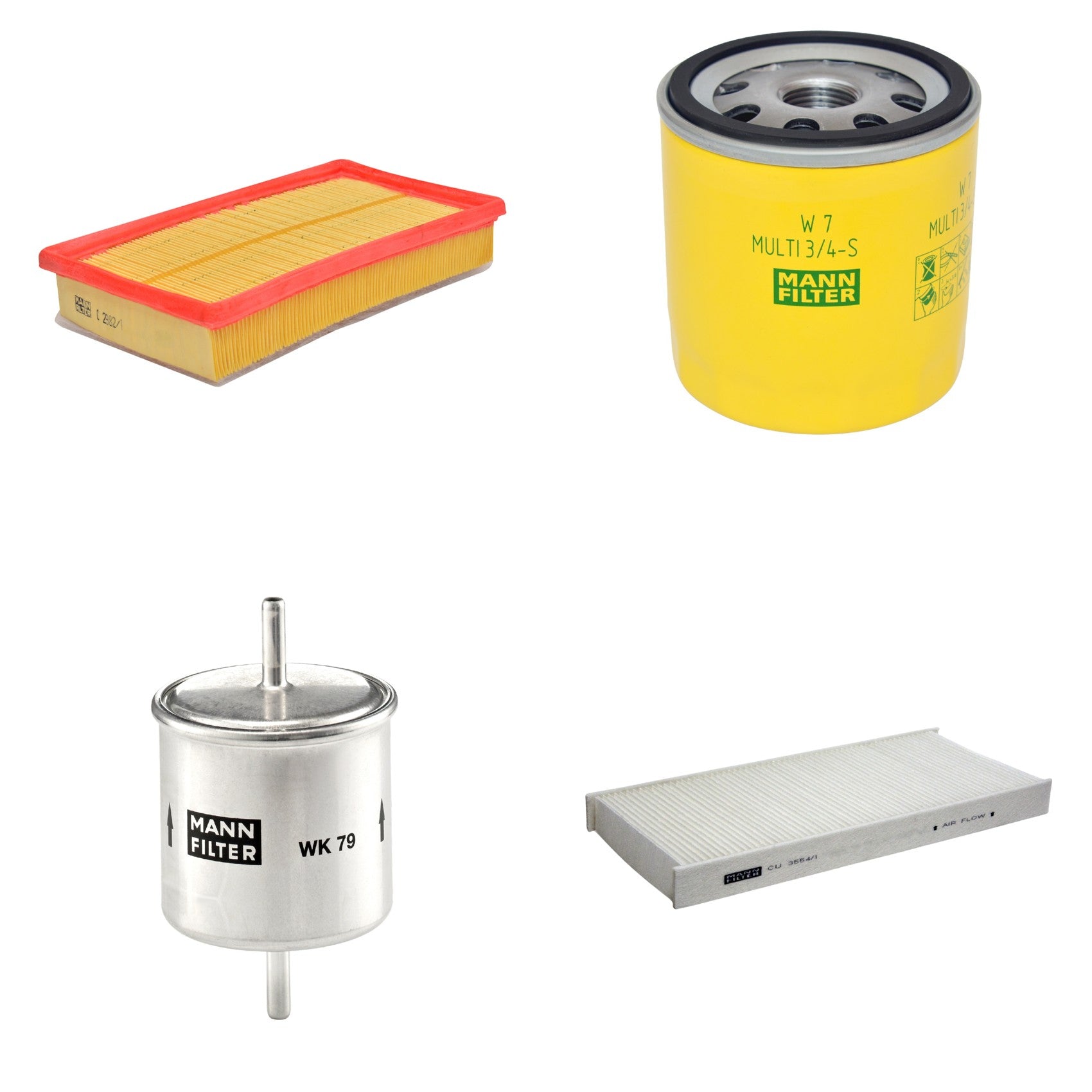 Kit Filtros de Ar Combustível Cabine Ar Condicionado Óleo - Mann-Filter - C2982/1 - CU3554/1 - W7MULTI3/4-S - WK79 - (1)