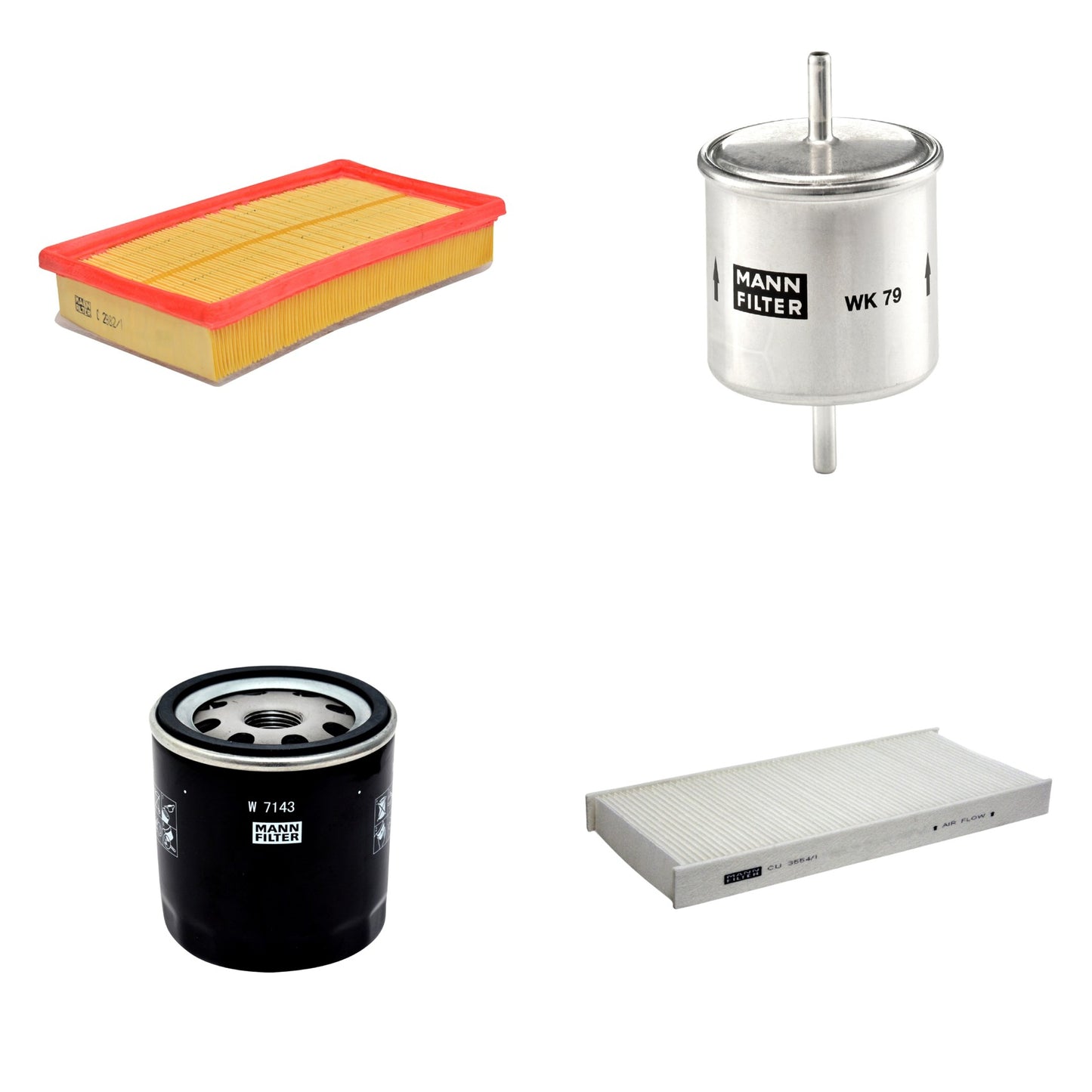 Kit Filtros de Ar Combustível Cabine Ar Condicionado Óleo - Mann-Filter - C2982/1 - CU3554/1 - W7143 - WK79 - (1)