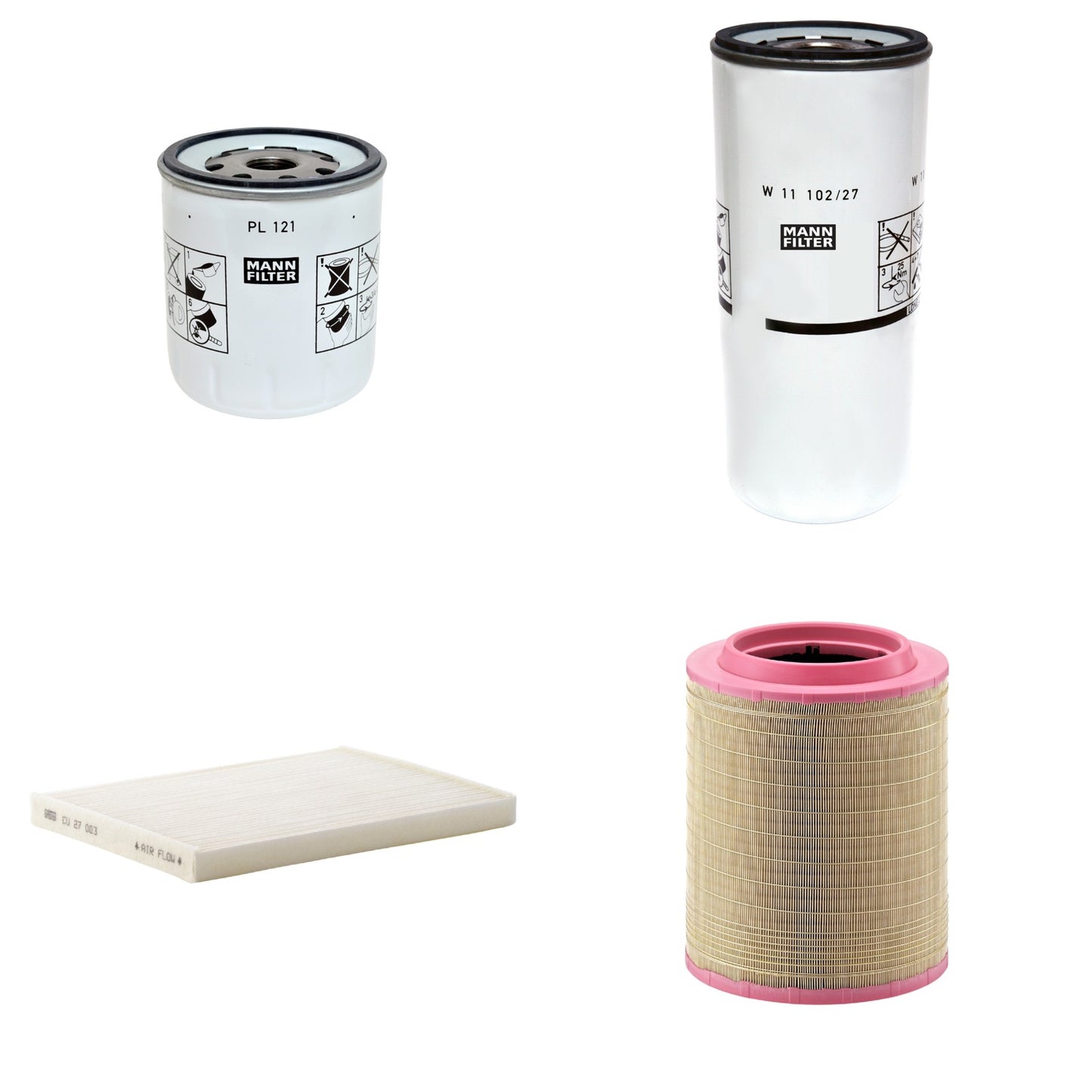 Kit Filtros de Ar Combustível Cabine Ar Condicionado Óleo - Mann-Filter - C331460/1 - CU27003 - PL121 - W11102/27 - (1)