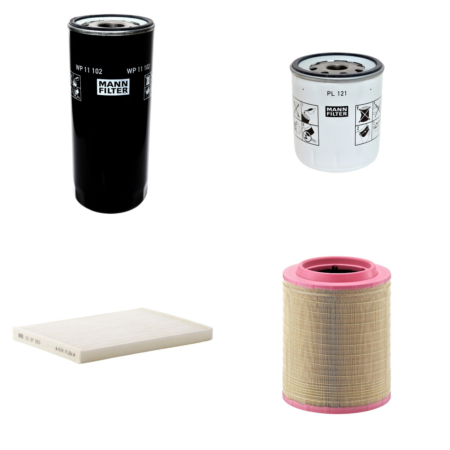 Kit Filtros de Ar Combustível Cabine Ar Condicionado Óleo - Mann-Filter - C331460/1 - CU27003 - PL121 - WP11102 - (1)