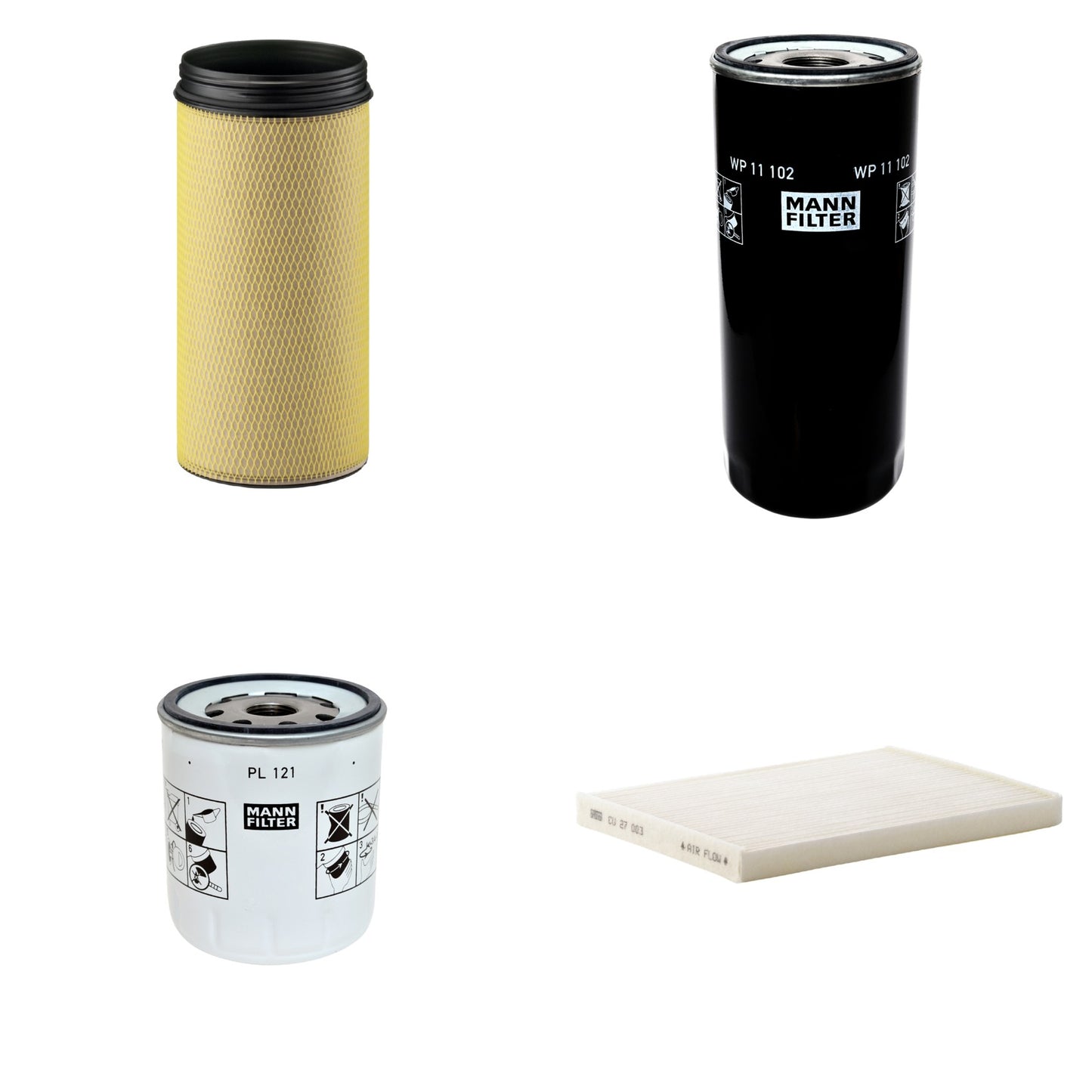 Kit Filtros de Ar Combustível Cabine Ar Condicionado Óleo - Mann-Filter - CF1940 - CU27003 - PL121 - WP11102 - (1)