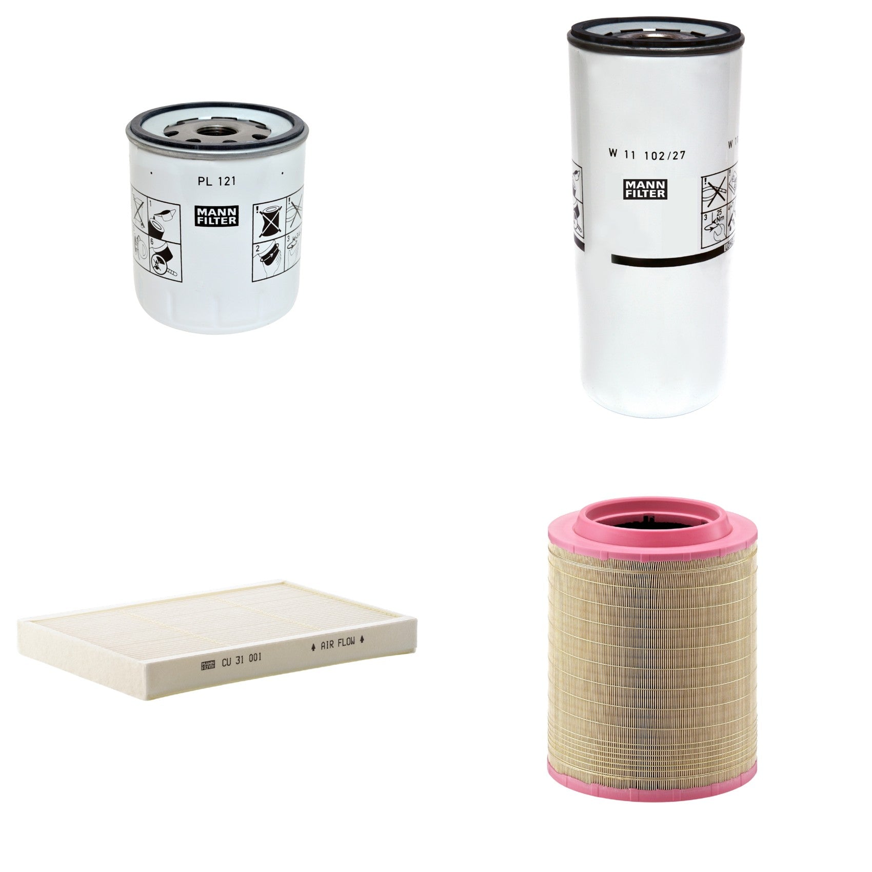 Kit Filtros de Ar Combustível Cabine Ar Condicionado Óleo - Mann-Filter - C331460/1 - CU31001 - PL121 - W11102/27 - (1)