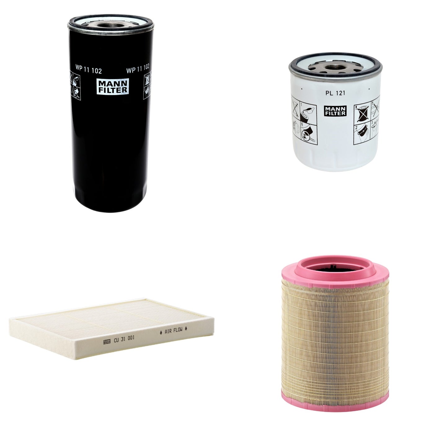 Kit Filtros de Ar Combustível Cabine Ar Condicionado Óleo - Mann-Filter - C331460/1 - CU31001 - PL121 - WP11102 - (1)