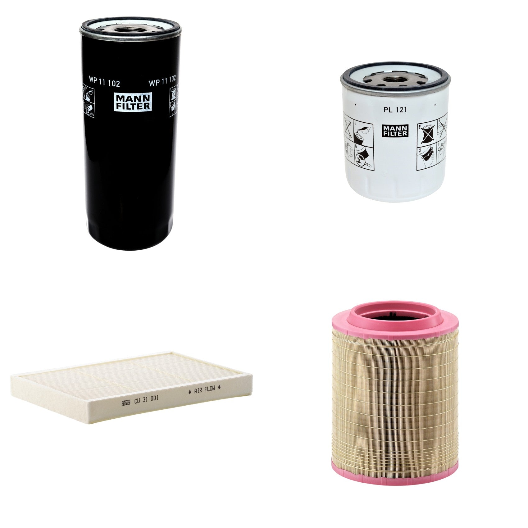 Kit Filtros de Ar Combustível Cabine Ar Condicionado Óleo - Mann-Filter - C331460/1 - CU31001 - PL121 - WP11102 - (1)