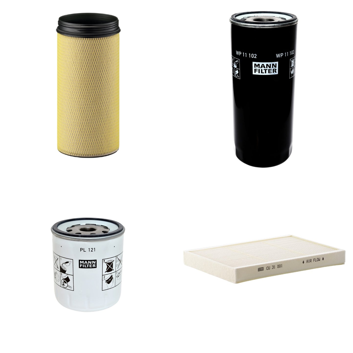 Kit Filtros de Ar Combustível Cabine Ar Condicionado Óleo - Mann-Filter - CF1940 - CU31001 - PL121 - WP11102 - (1)