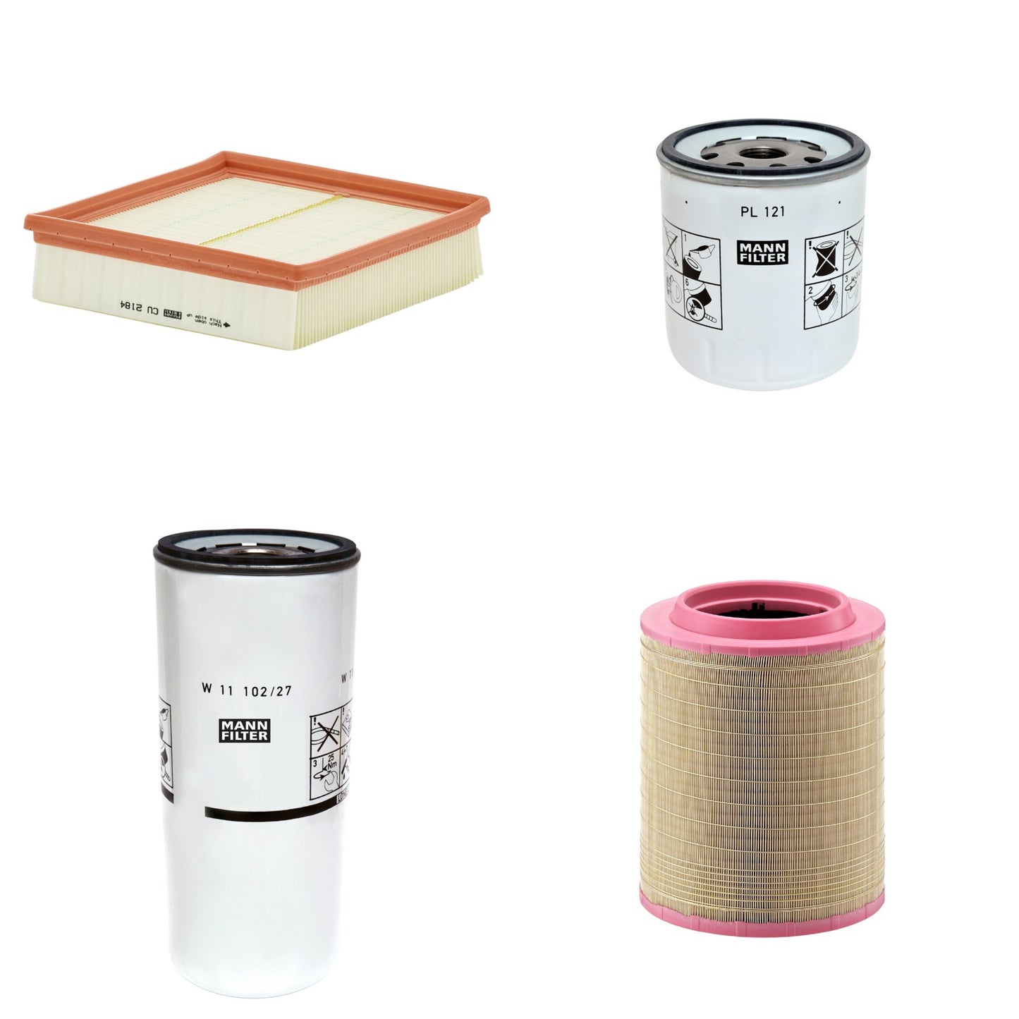 Kit Filtros de Ar Combustível Cabine Ar Condicionado Óleo - Mann-Filter - C331460/1 - CU2184 - PL121 - W11102/27 - (1)