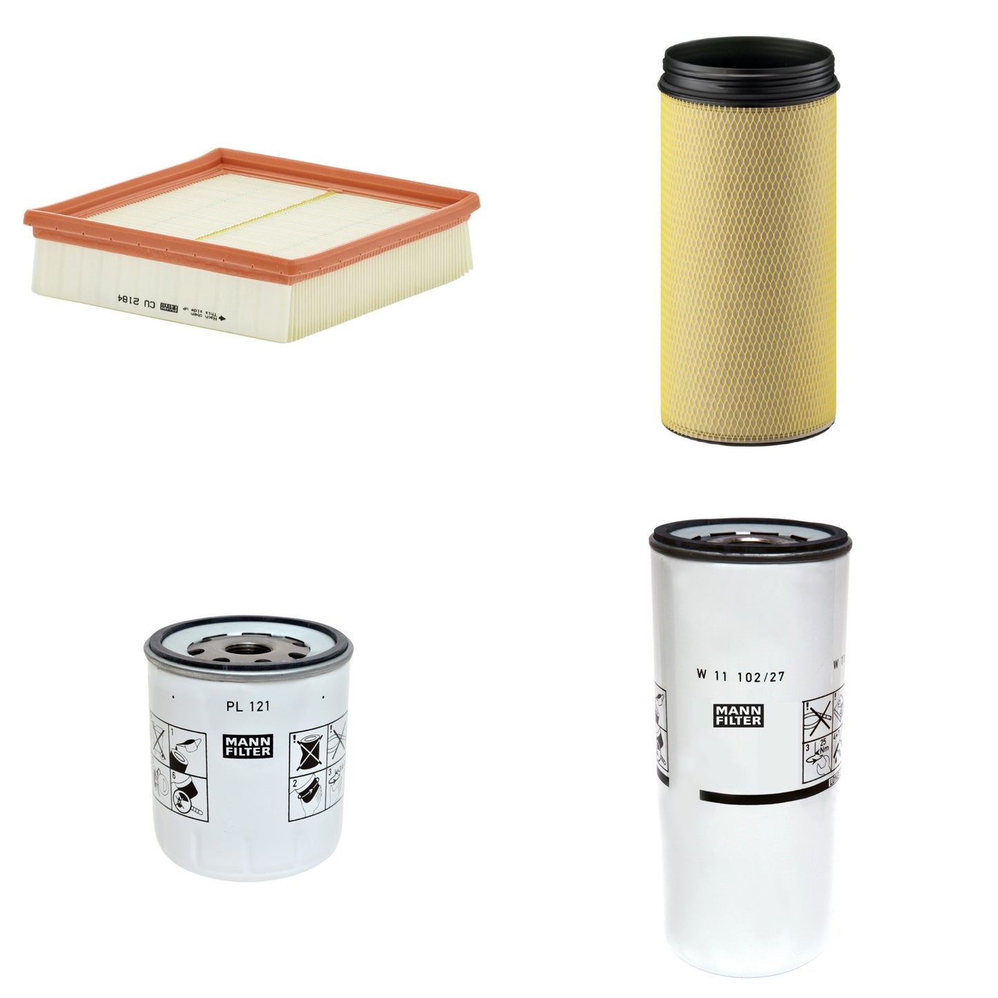 Kit Filtros de Ar Combustível Cabine Ar Condicionado Óleo - Mann-Filter - CF1940 - CU2184 - PL121 - W11102/27 - (1)