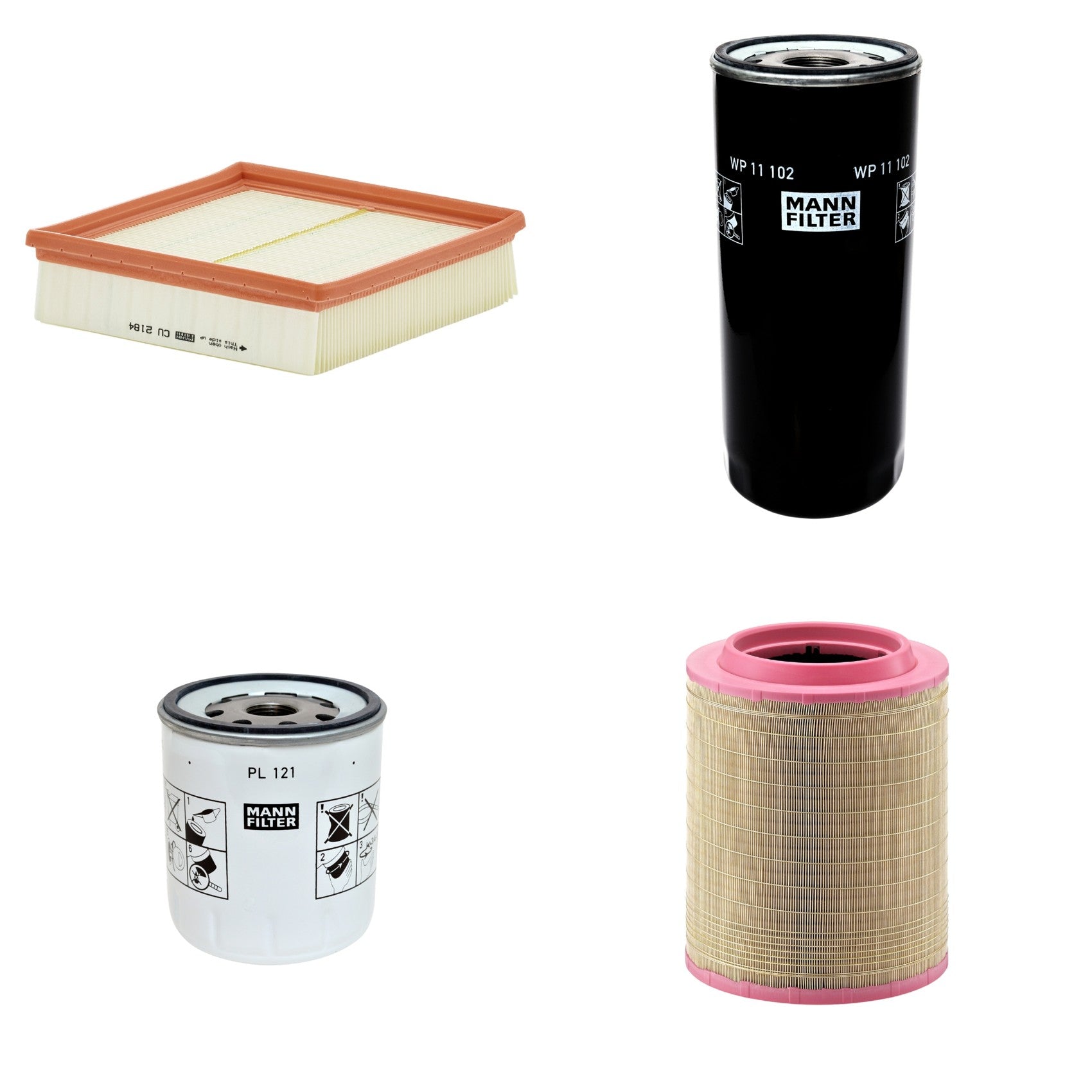 Kit Filtros de Ar Combustível Cabine Ar Condicionado Óleo - Mann-Filter - C331460/1 - CU2184 - PL121 - WP11102 - (1)