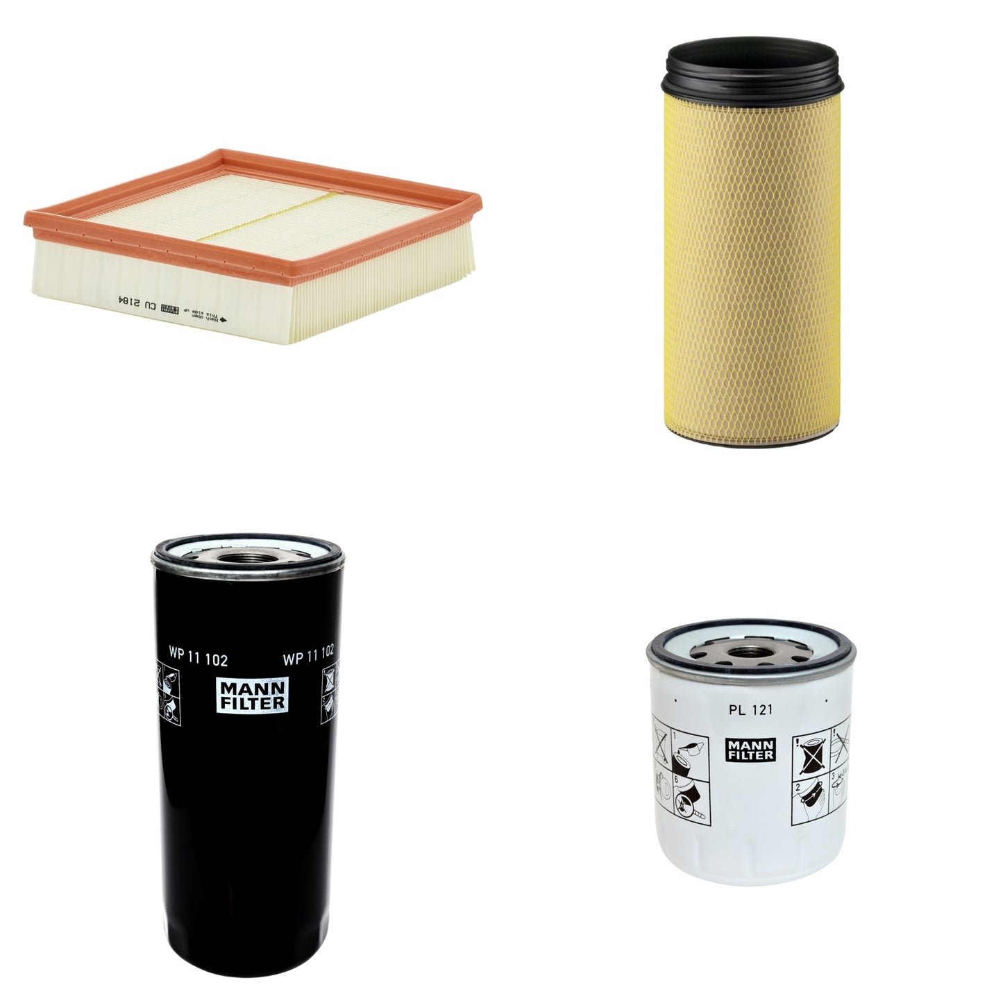 Kit Filtros de Ar Combustível Cabine Ar Condicionado Óleo - Mann-Filter - CF1940 - CU2184 - PL121 - WP11102 - (1)