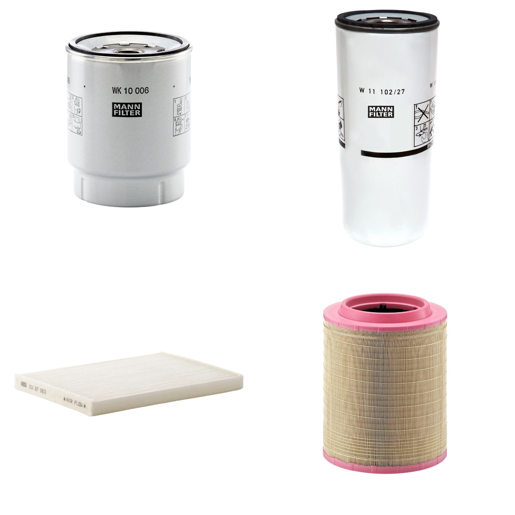 Kit Filtros de Ar Combustível Cabine Ar Condicionado Óleo - Mann-Filter - C331460/1 - CU27003 - W11102/27 - WK10006z - (1)