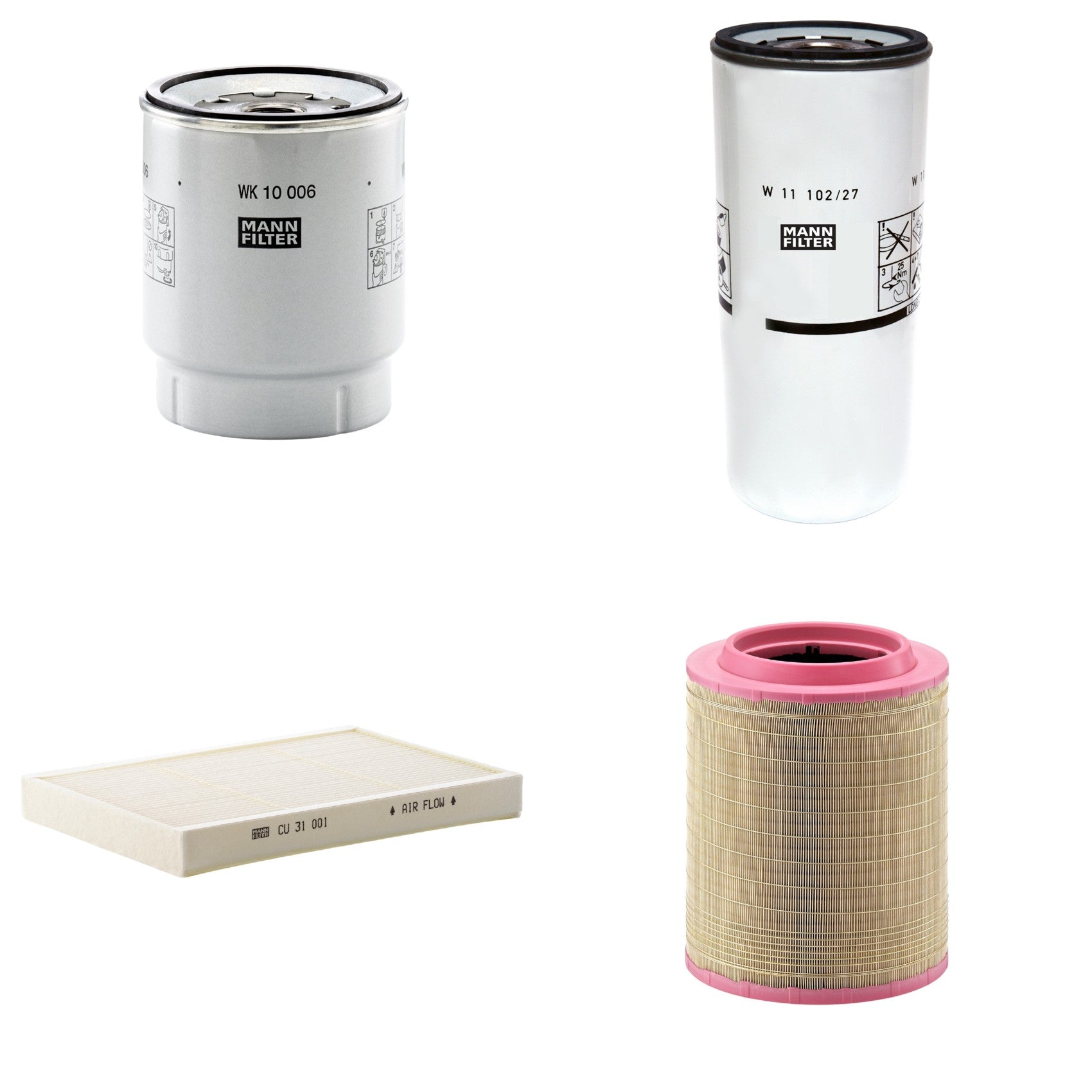 Kit Filtros de Ar Combustível Cabine Ar Condicionado Óleo - Mann-Filter - C331460/1 - CU31001 - W11102/27 - WK10006z - (1)