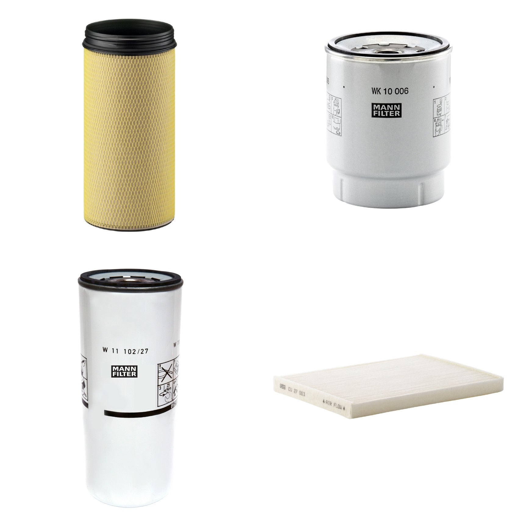 Kit Filtros de Ar Combustível Cabine Ar Condicionado Óleo - Mann-Filter - CF1940 - CU27003 - W11102/27 - WK10006z - (1)