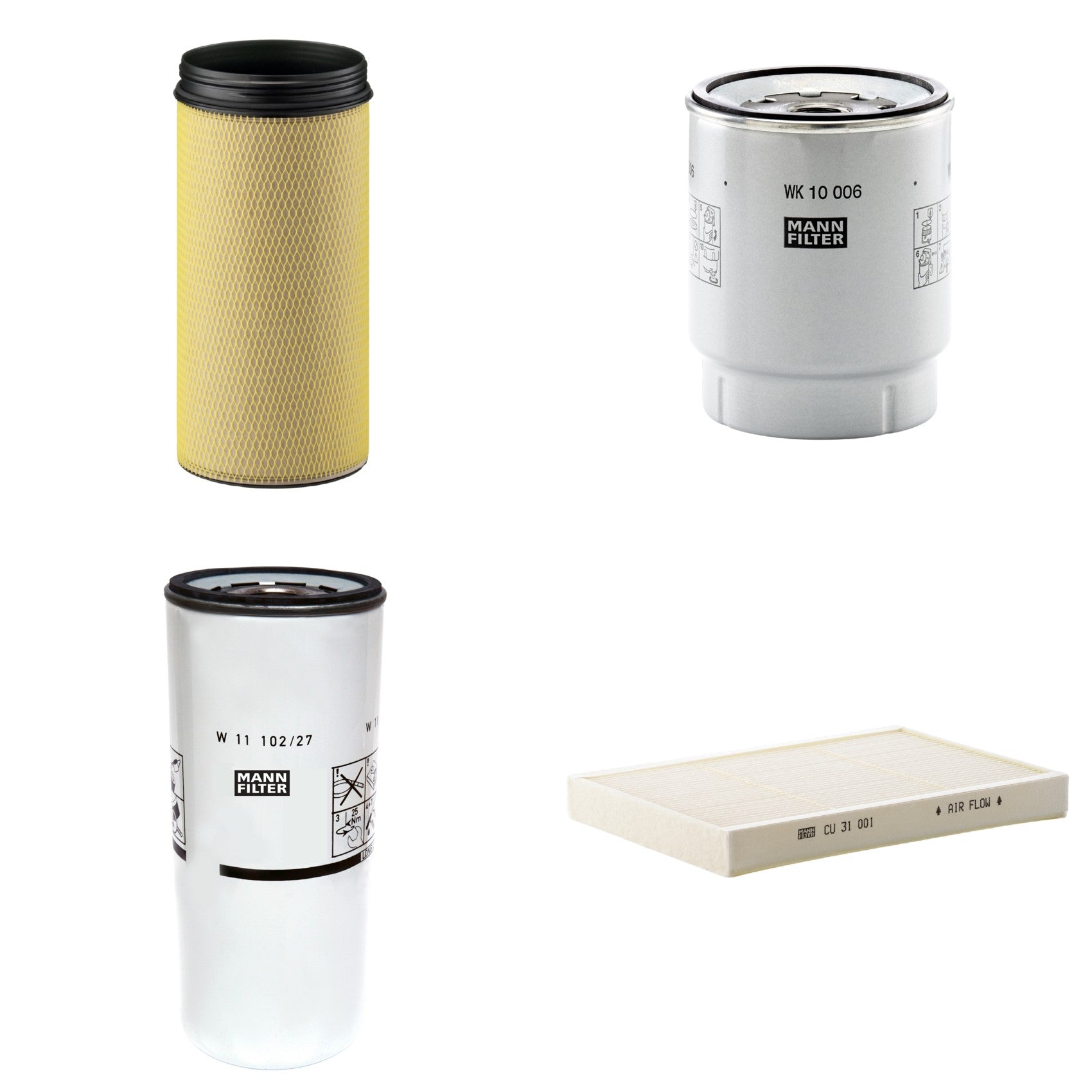 Kit Filtros de Ar Combustível Cabine Ar Condicionado Óleo - Mann-Filter - CF1940 - CU31001 - W11102/27 - WK10006z - (1)