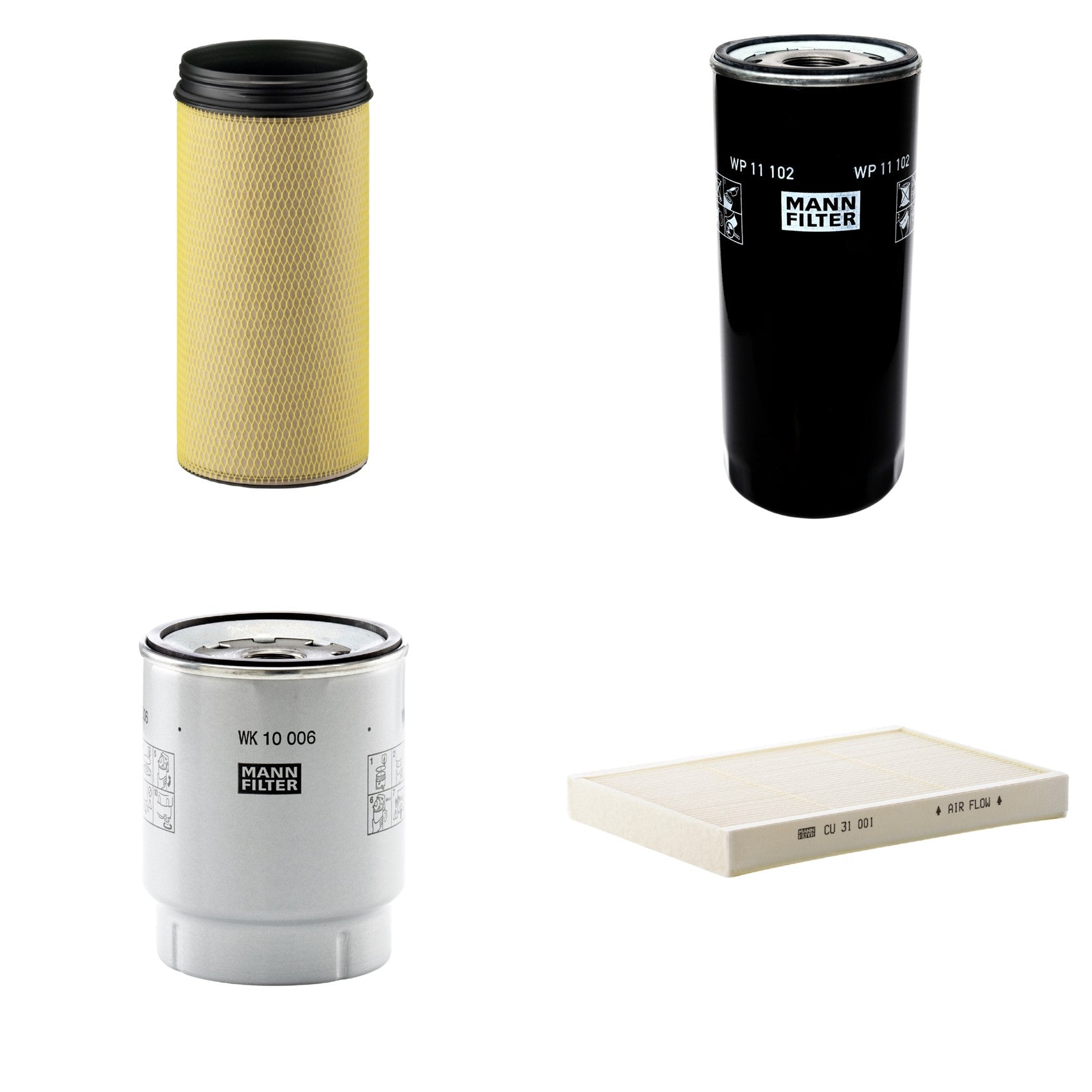 Kit Filtros de Ar Combustível Cabine Ar Condicionado Óleo - Mann-Filter - CF1940 - CU31001 - WK10006z - WP11102 - (1)