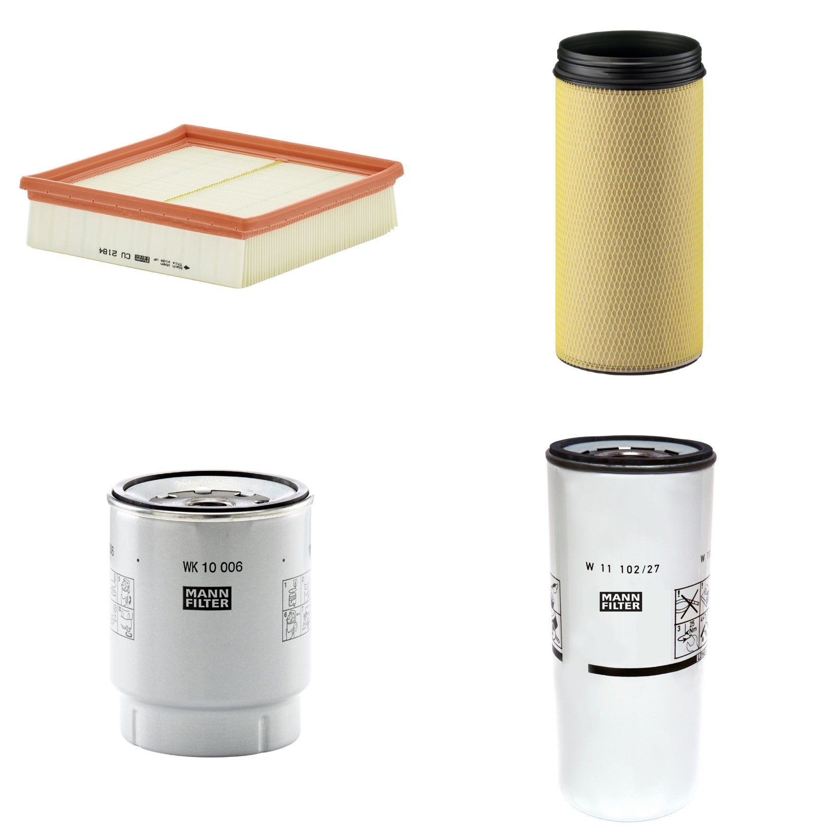 Kit Filtros de Ar Combustível Cabine Ar Condicionado Óleo - Mann-Filter - CF1940 - CU2184 - W11102/27 - WK10006z - (1)