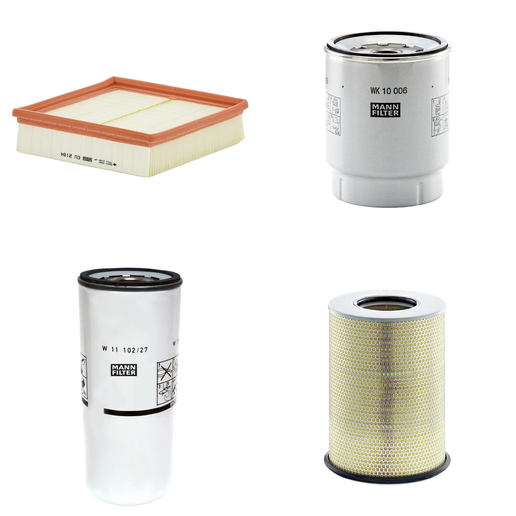 Kit Filtros de Ar Combustível Cabine Ar Condicionado Óleo - Mann-Filter - C311345/1 - CU2184 - W11102/27 - WK10006z - (1)