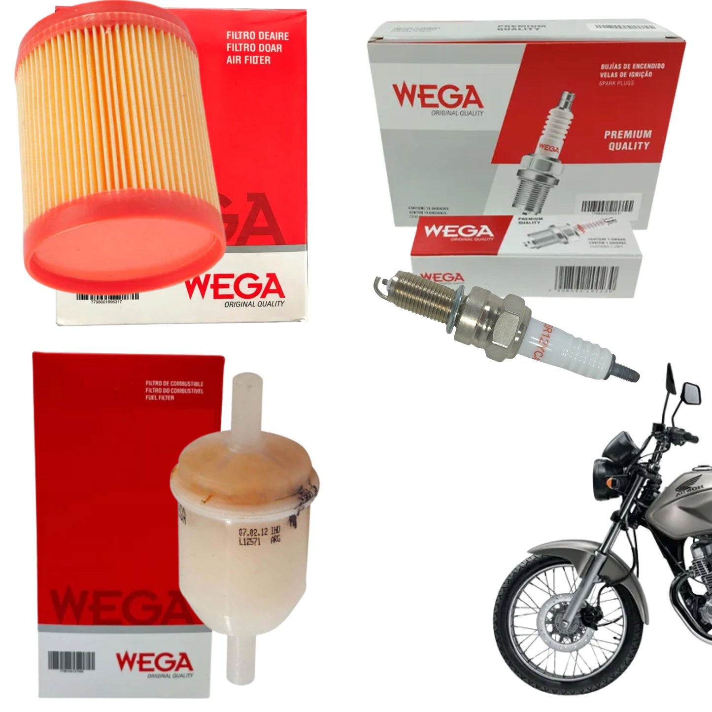 Kit Vela + Filtro Ar + Combustível Cg 150 2004 05 06 07 2008 Titan KS ES D - Wega - (1)