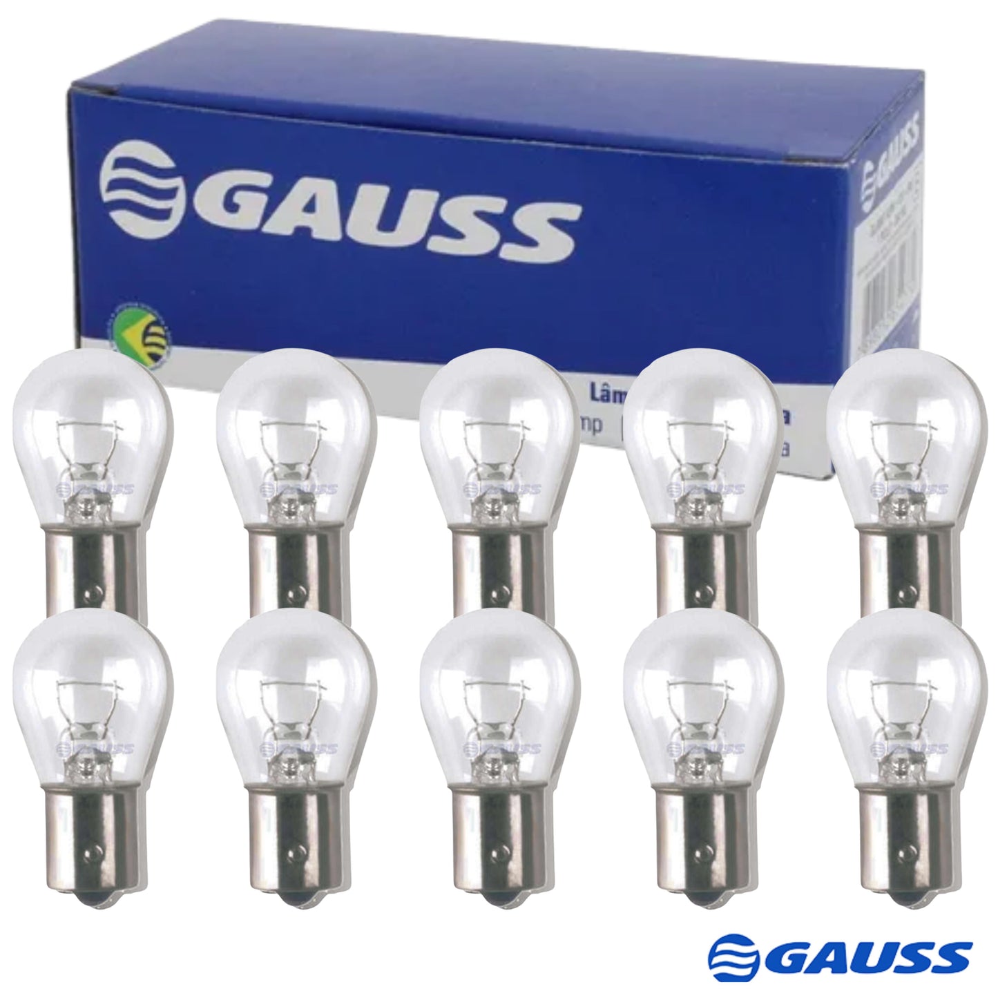 Kit 10 Lâmpadas 1 Polo 24V 21W BA15S Lanterna Freio Pisca - Gauss - GL1141B - (1)