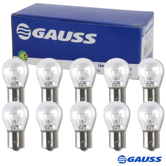 Kit 10 Lâmpadas 1 Polo 24V 21W BA15S Lanterna Freio Pisca - Gauss - GL1141B - (1)
