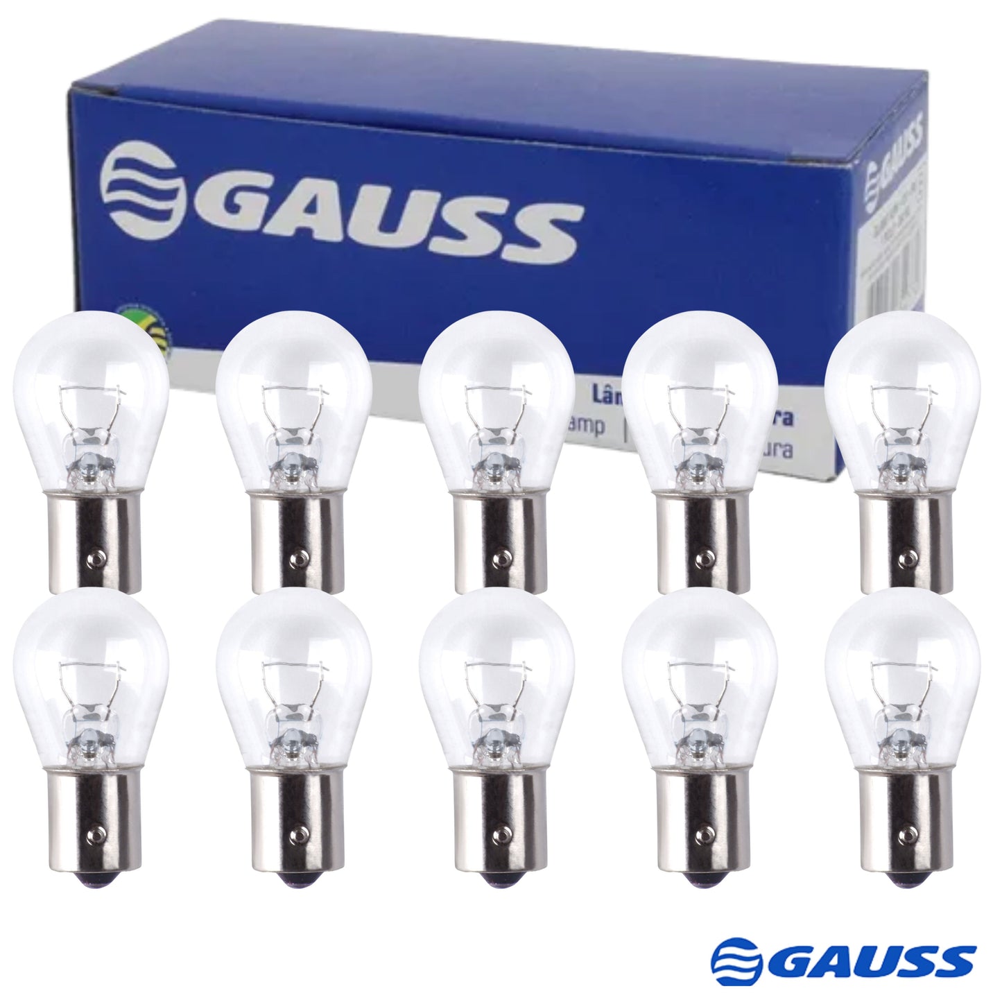 Kit 10 Lâmpadas 1 Polo 12V 21W BA15S Lanterna Freio Pisca - Gauss - GL1141 - (1)
