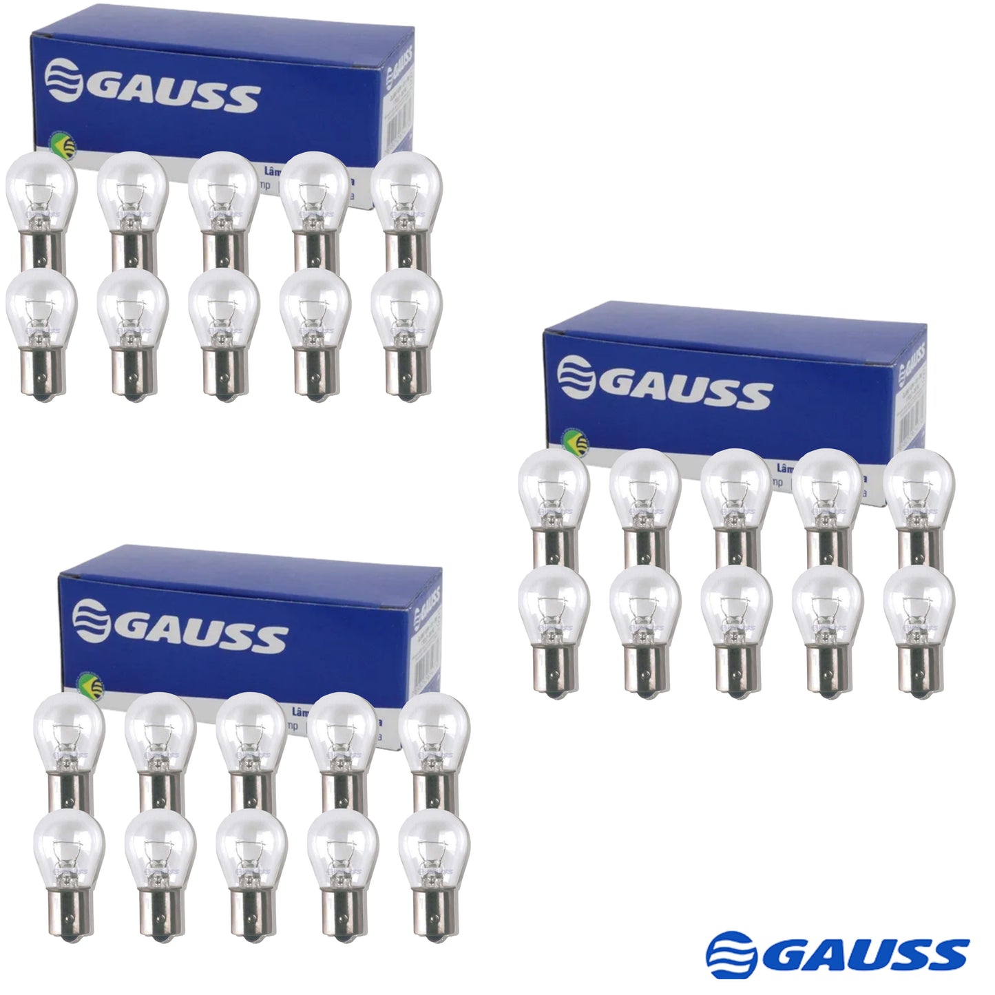 Kit 30 Lâmpadas 1 Polo 24V 21W BA15S Lanterna Freio Pisca - Gauss - GL1141B - (1)