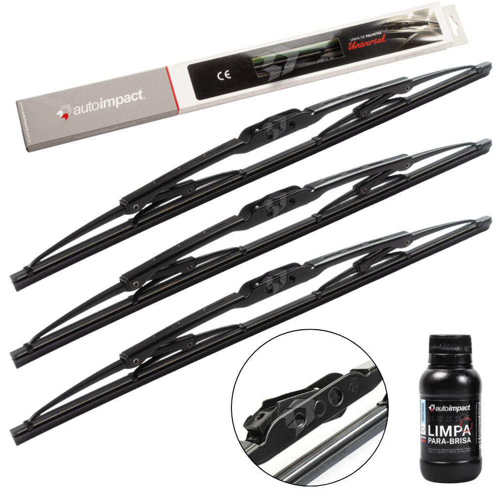 Kit 3 Palhetas Limpador Parabrisa Dianteira Universal 3x22" - Autoimpact - PU22 - (1)