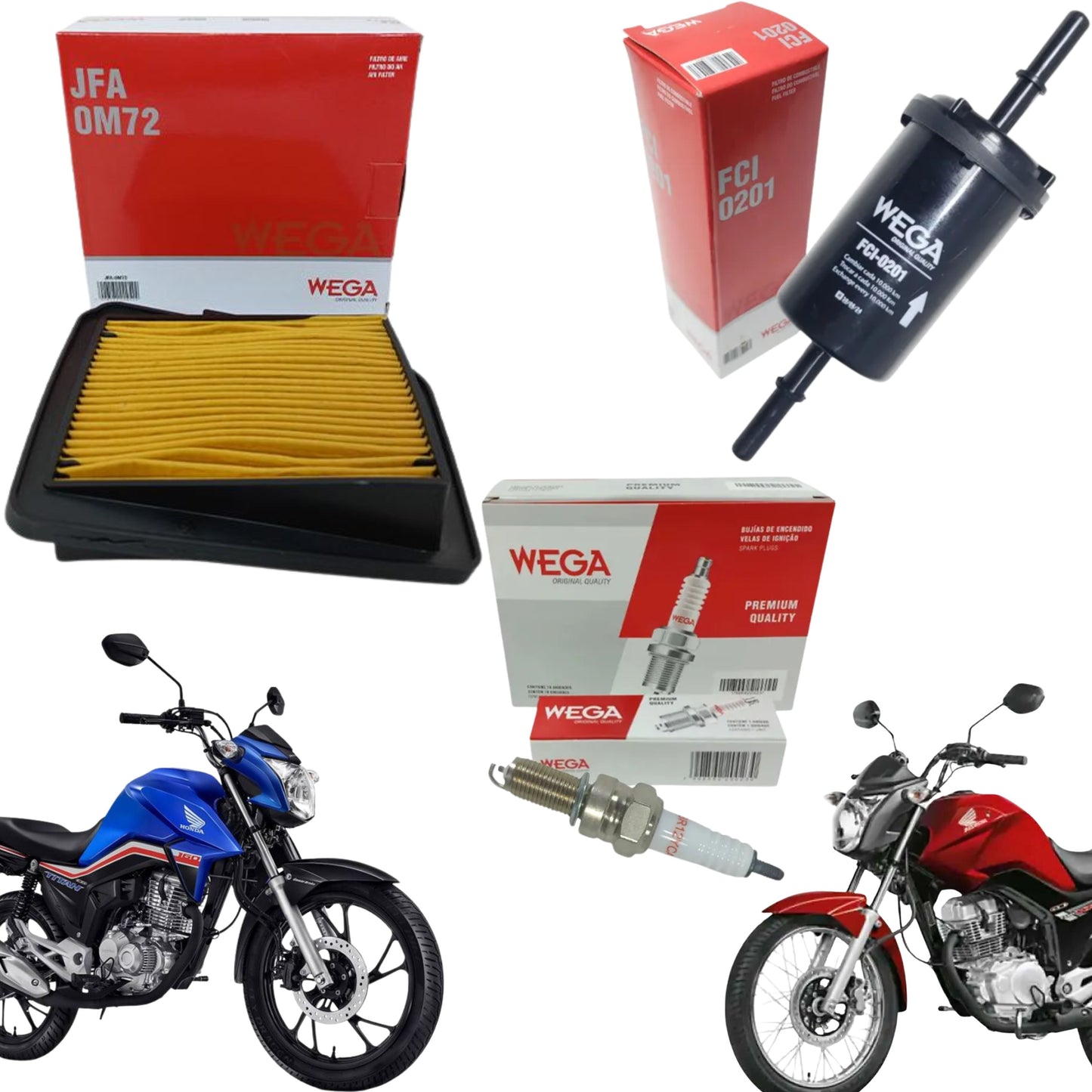 Kit Vela + Filtro Ar Combustível  CG160 Flex CG150 após 2014 - Wega - (1)