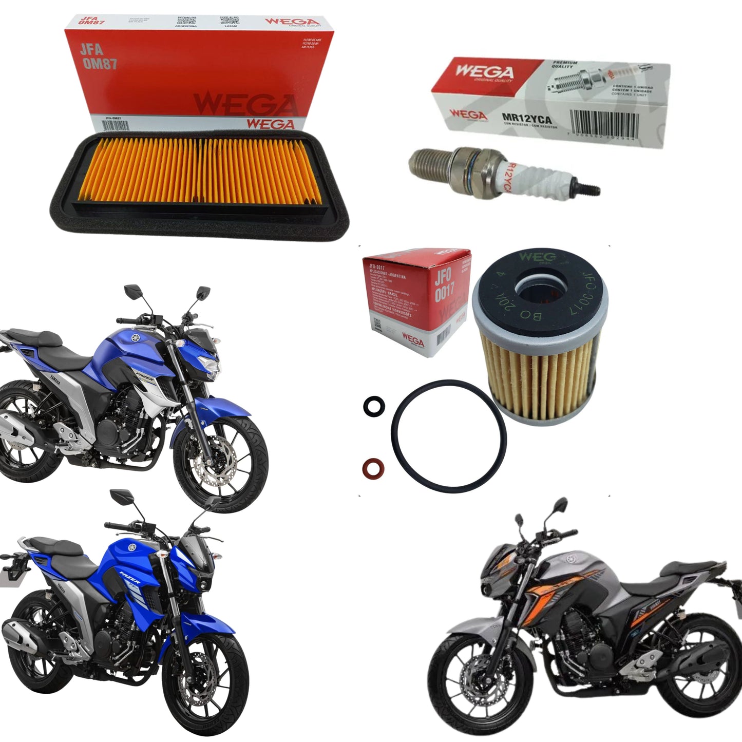 Kit Filtro Ar Combustível e Vela Fazer 250 2018 em diante - Wega - (1)